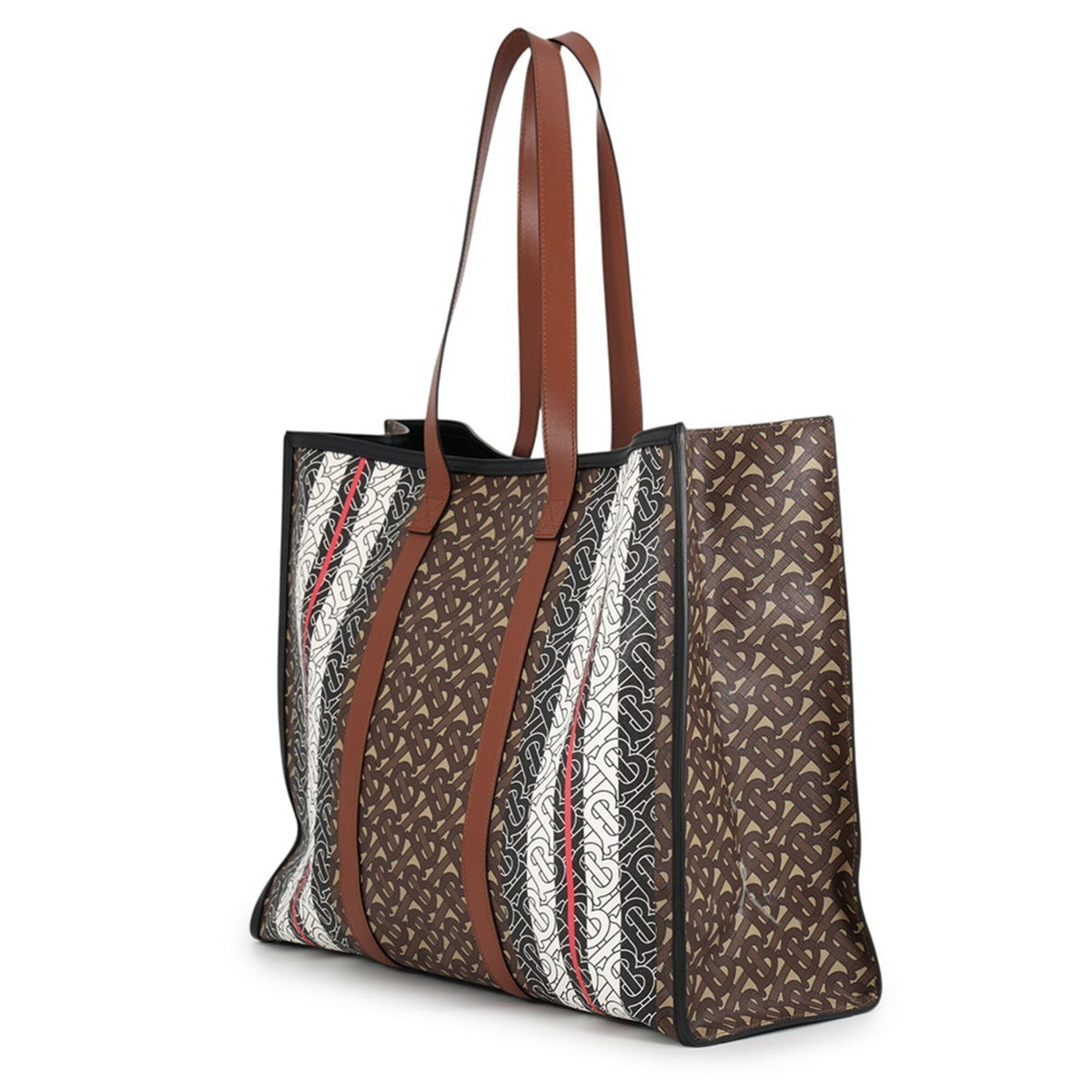 Burberry Brown Multi-Color Leather Pvc Handbag Tote Bag (Pre-Owned)