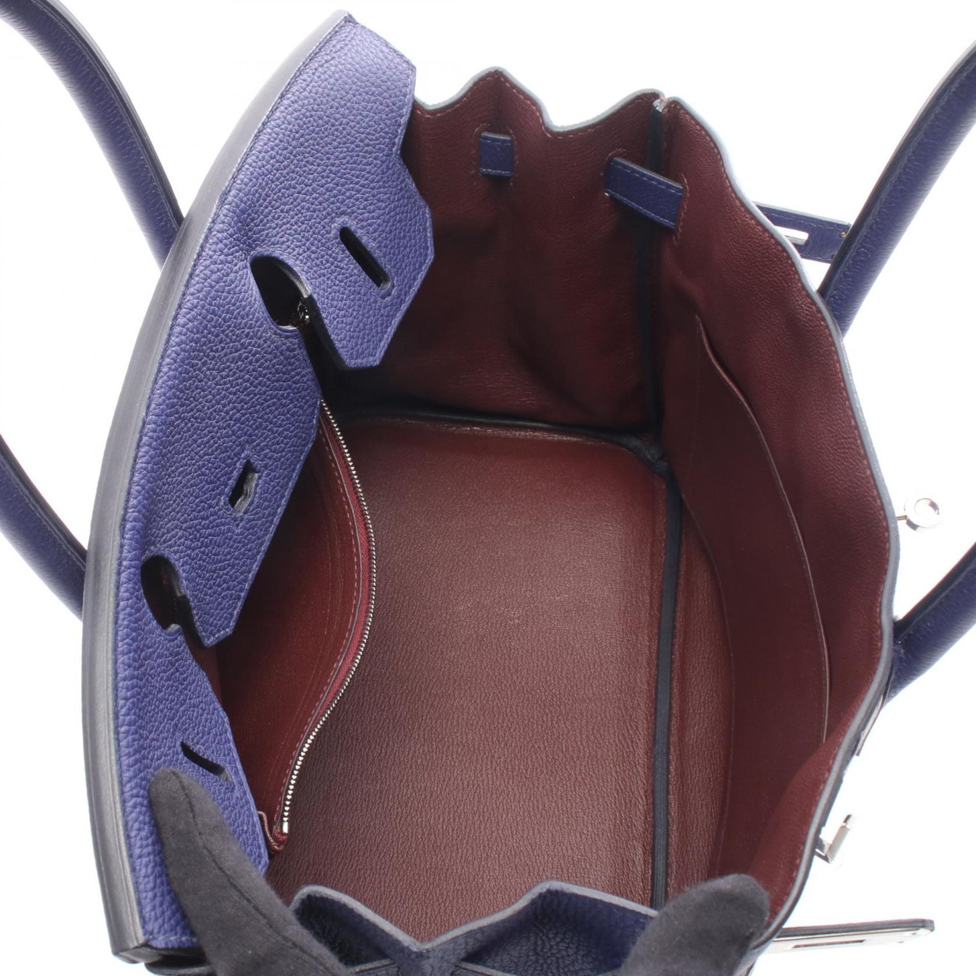 Hermes Blue Bordeaux Leather Handbag (Pre-Owned)