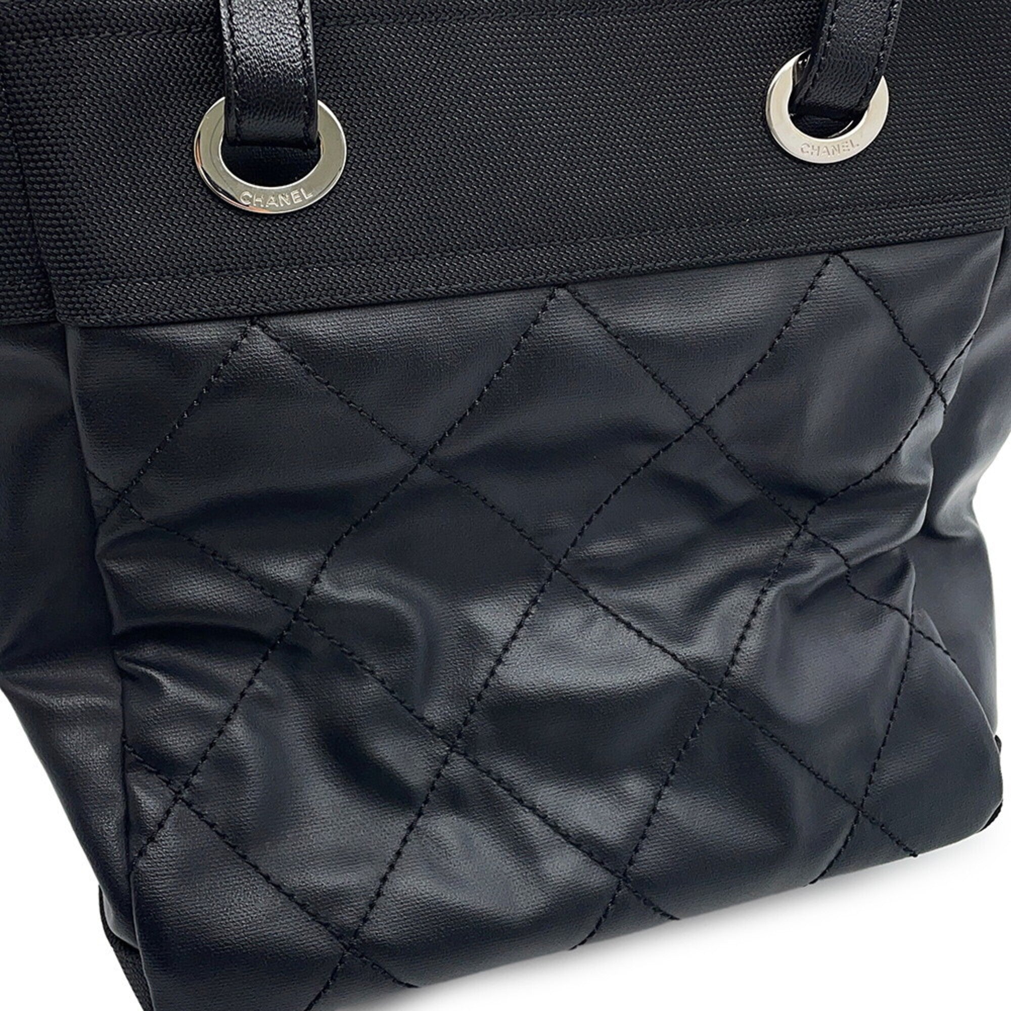 Chanel Matelasse Black Pvc Leather Handbag Tote Bag (Pre-Owned)
