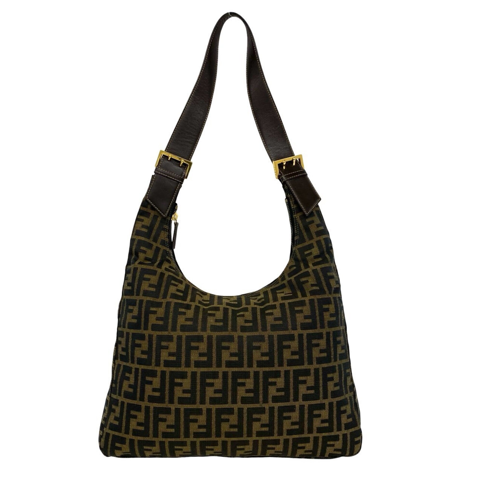 Fendi Brown Canvas Leather Handbag Shoulder Bag (Pre-Owned)