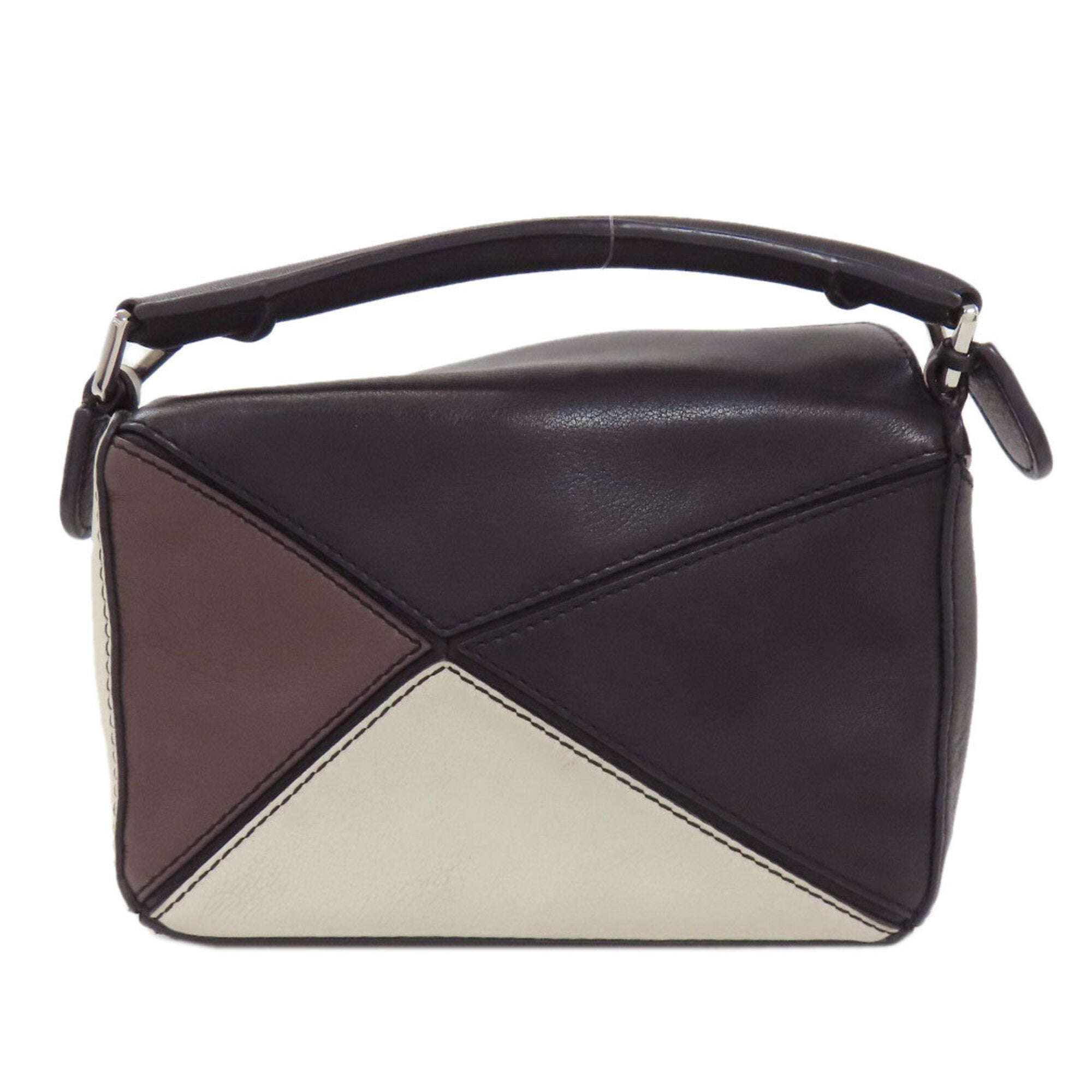 Loewe Black Brown White Leather Handbag (Pre-Owned)