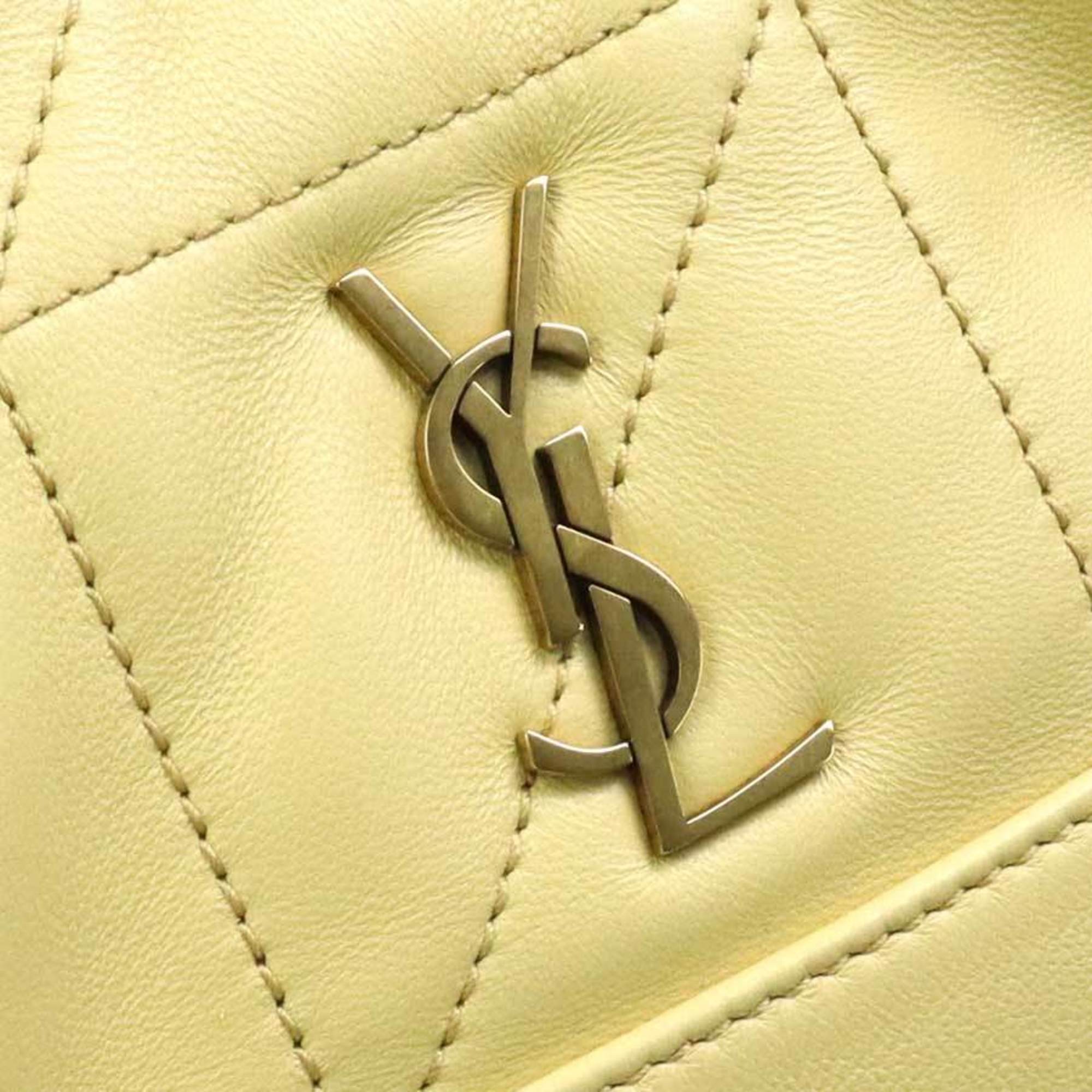Saint Laurent Cream Yellow Leather Shoulder Bag (Pre-Owned)