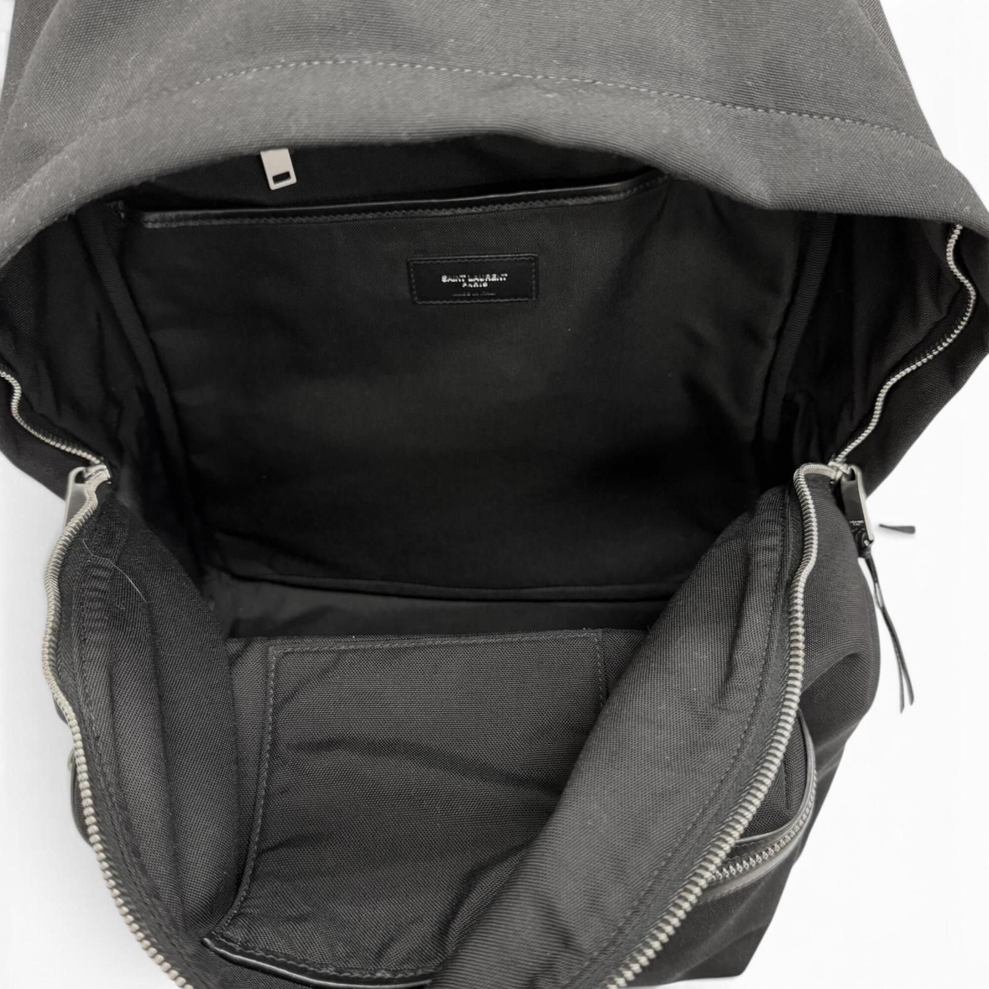 Saint Laurent Black Canvas Leather Backpack (Pre-Owned)