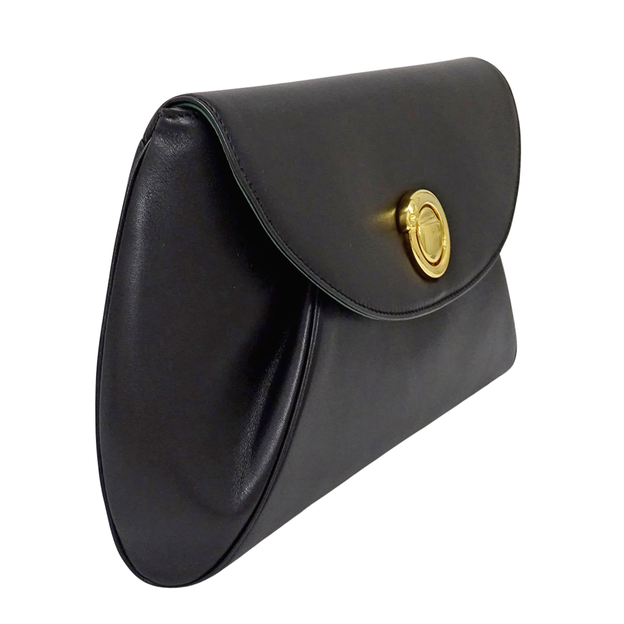 Cartier Black Leather Clutch Bag Handbag (Pre-Owned)