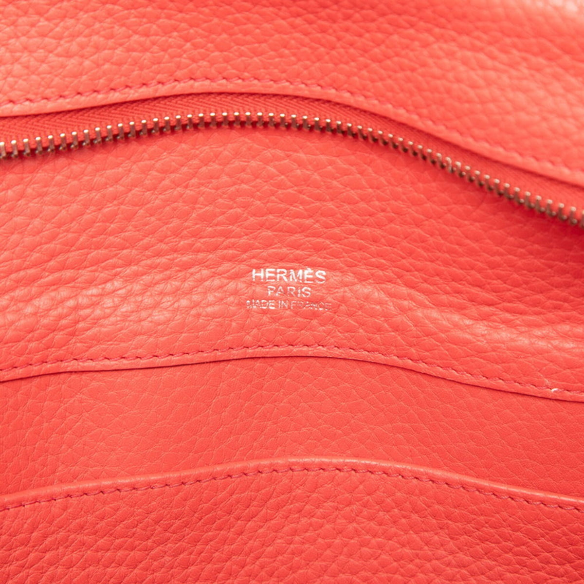 Hermes Red Color Taurillon Clemence Leather Handbag (Pre-Owned)