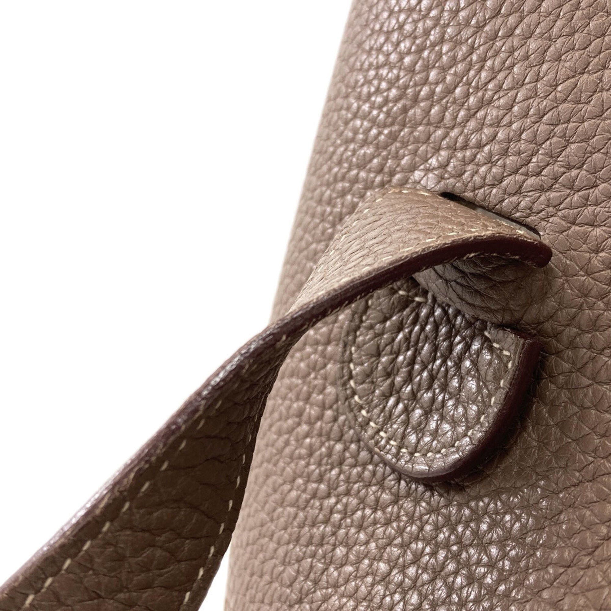 Hermes Etoupe Gray Taurillon Clemence Leather Shoulder Bag (Pre-Owned)