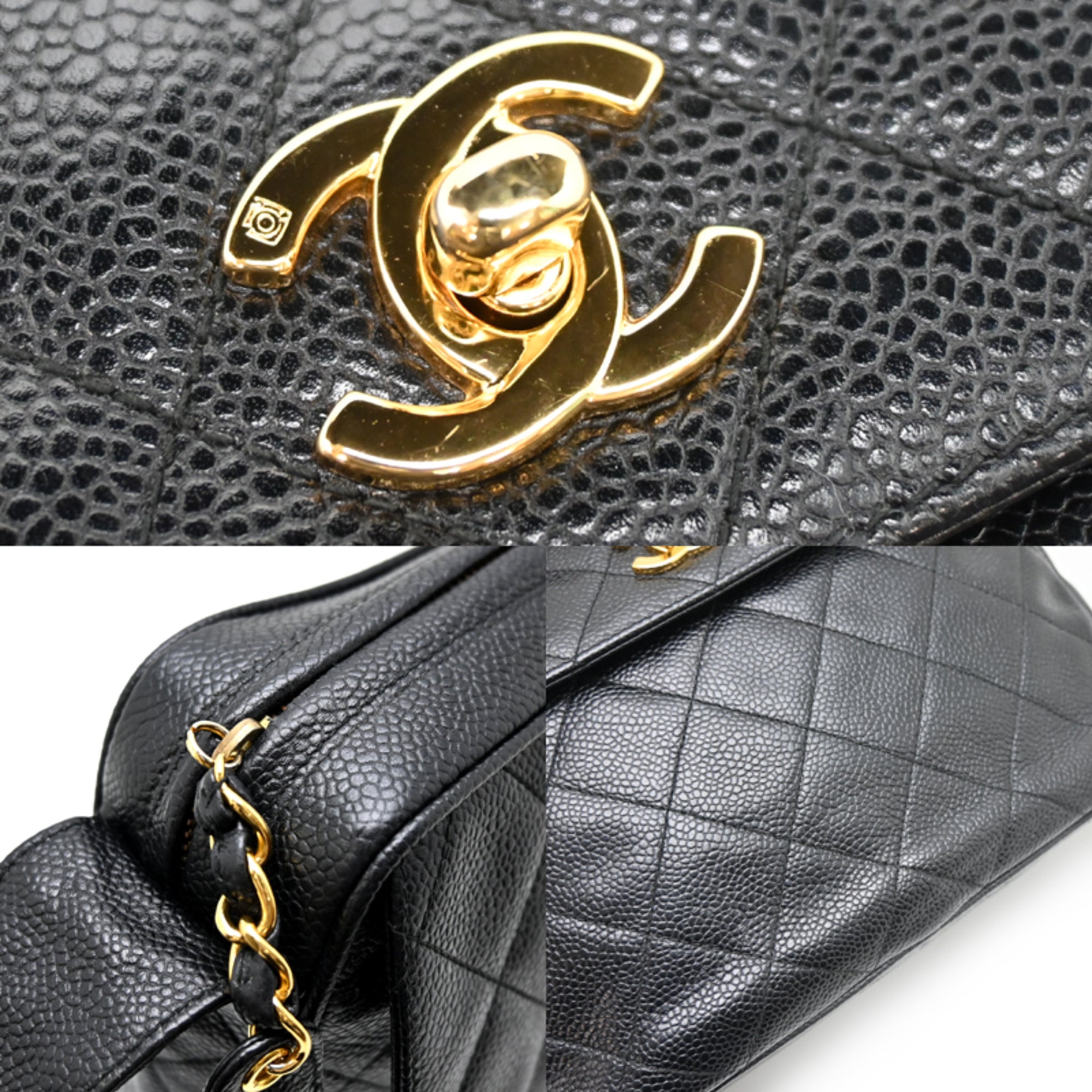 Chanel Black Grained Calfskin Shoulder Bag (Pre-Owned)