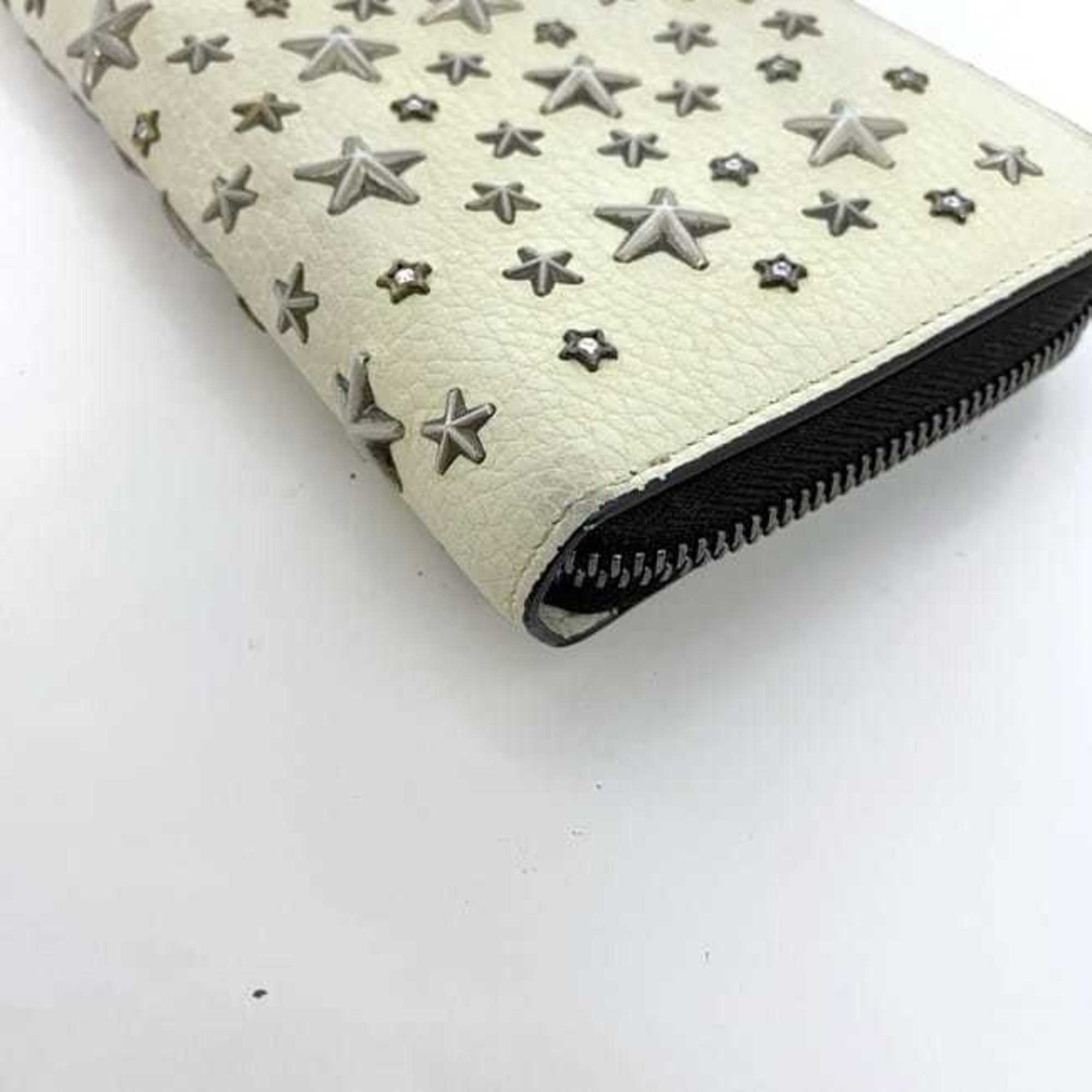 Jimmy Choo Black Cream Yellow Leather Long Wallet (Bi-Fold) (Pre-Owned)