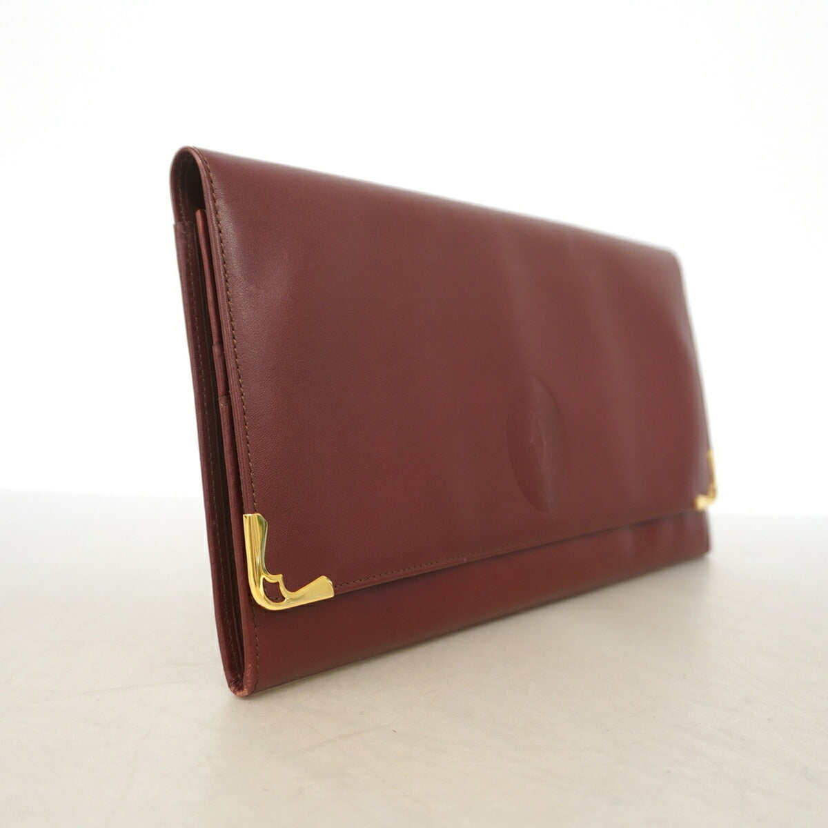 Cartier Bordeaux Leather Clutch Bag (Pre-Owned)