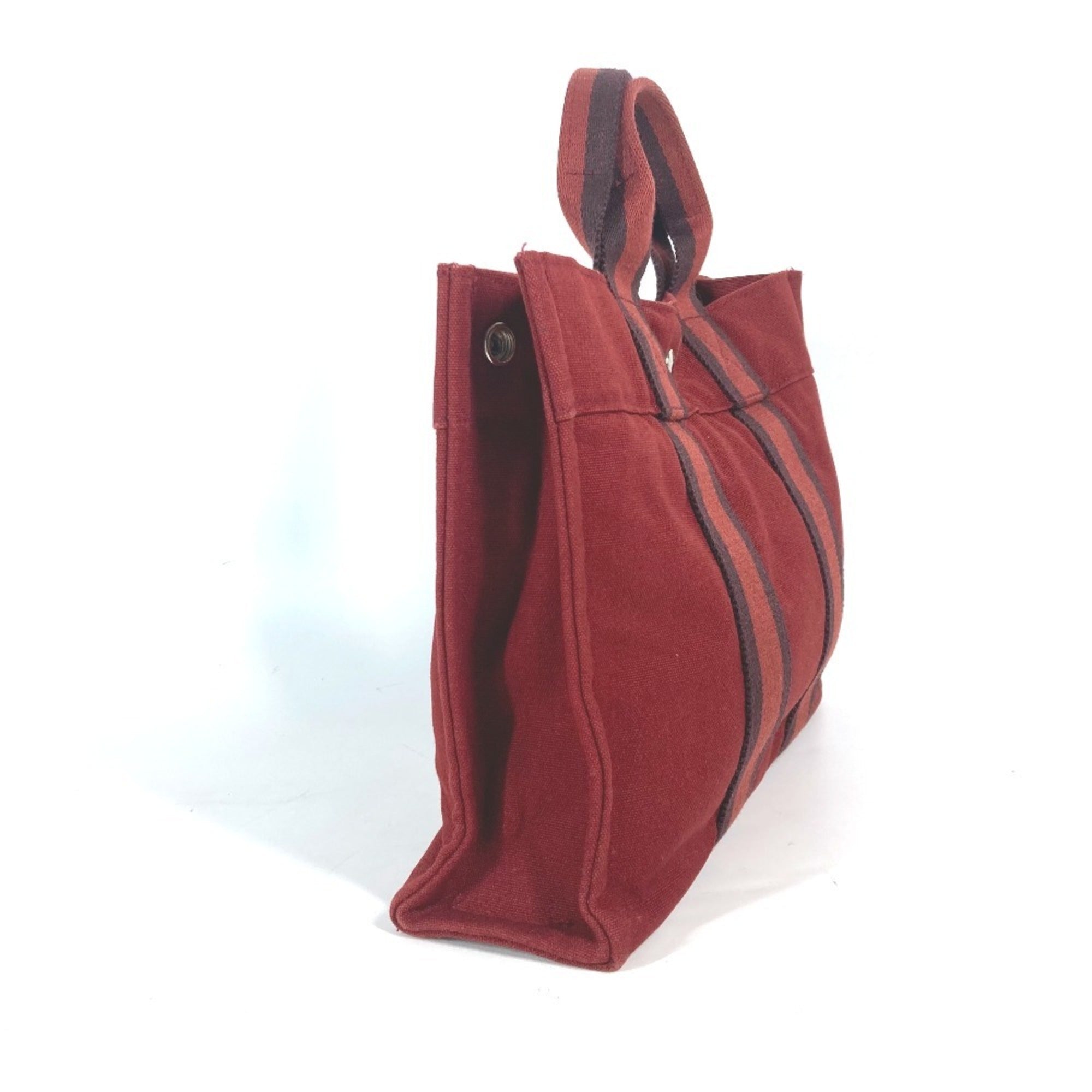 Hermes Red Color Canvas Handbag Tote Bag (Pre-Owned)