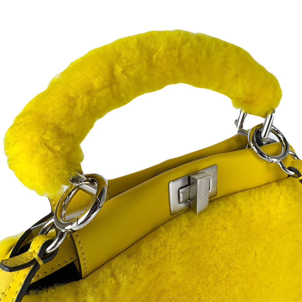 Fendi Yellow Fur Handbag Shoulder Bag (Pre-Owned)