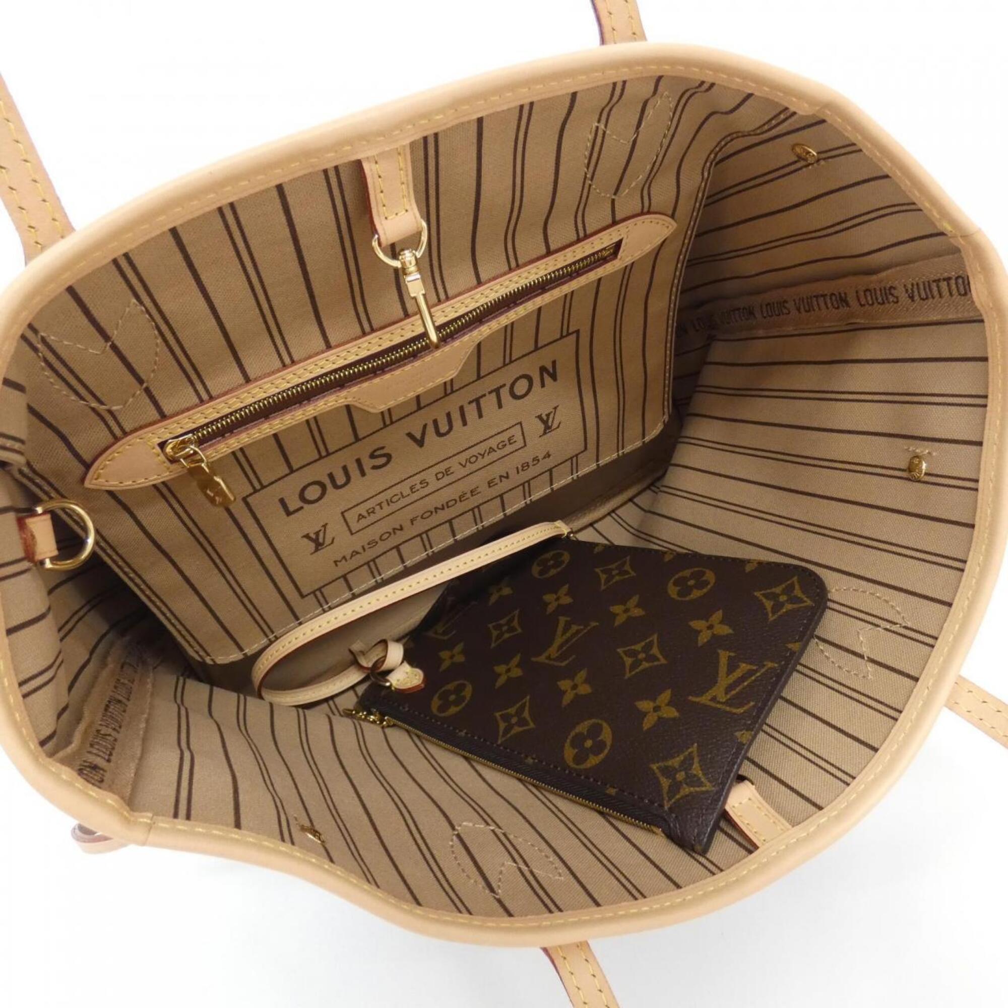 Louis Vuitton Beige Marron Coated Canvas Handbag Pouch (Pre-Owned)