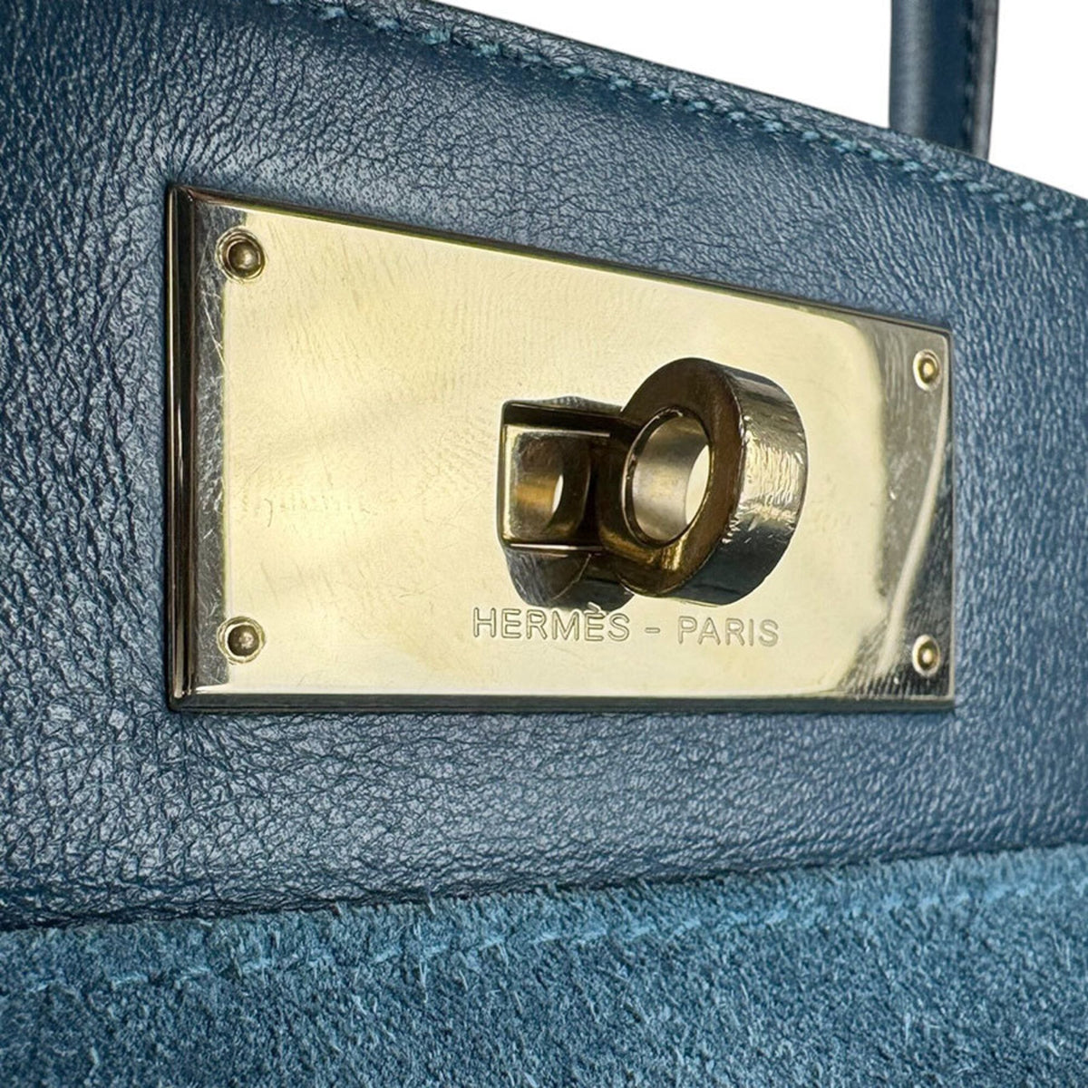 Hermes Blue Swift Leather Handbag Shoulder Bag (Pre-Owned)