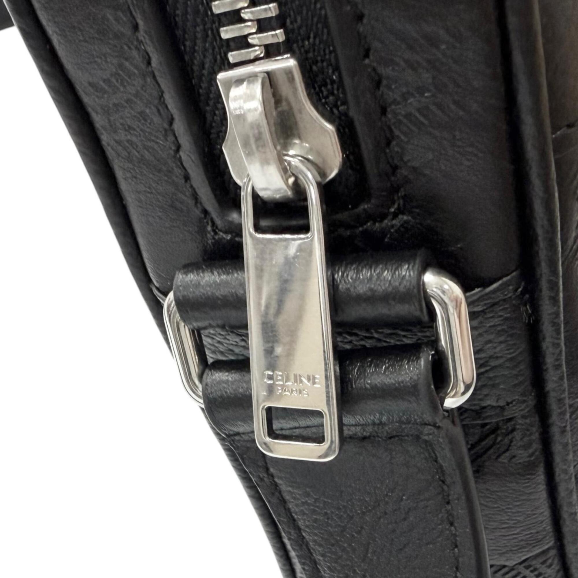 Celine Black Leather Messenger Bag Shoulder Bag (Pre-Owned)