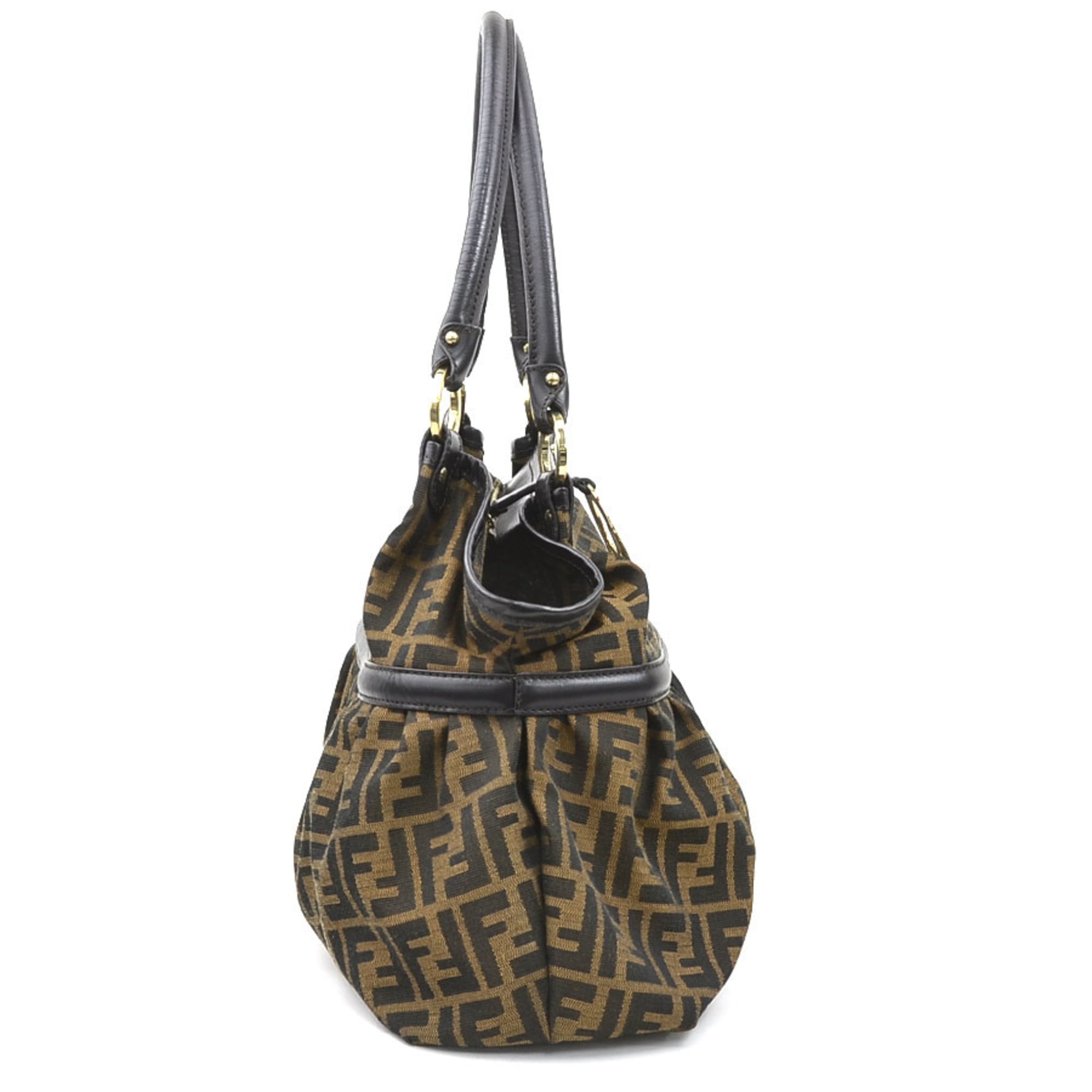 Fendi Brown Canvas Leather Shoulder Bag (Pre-Owned)