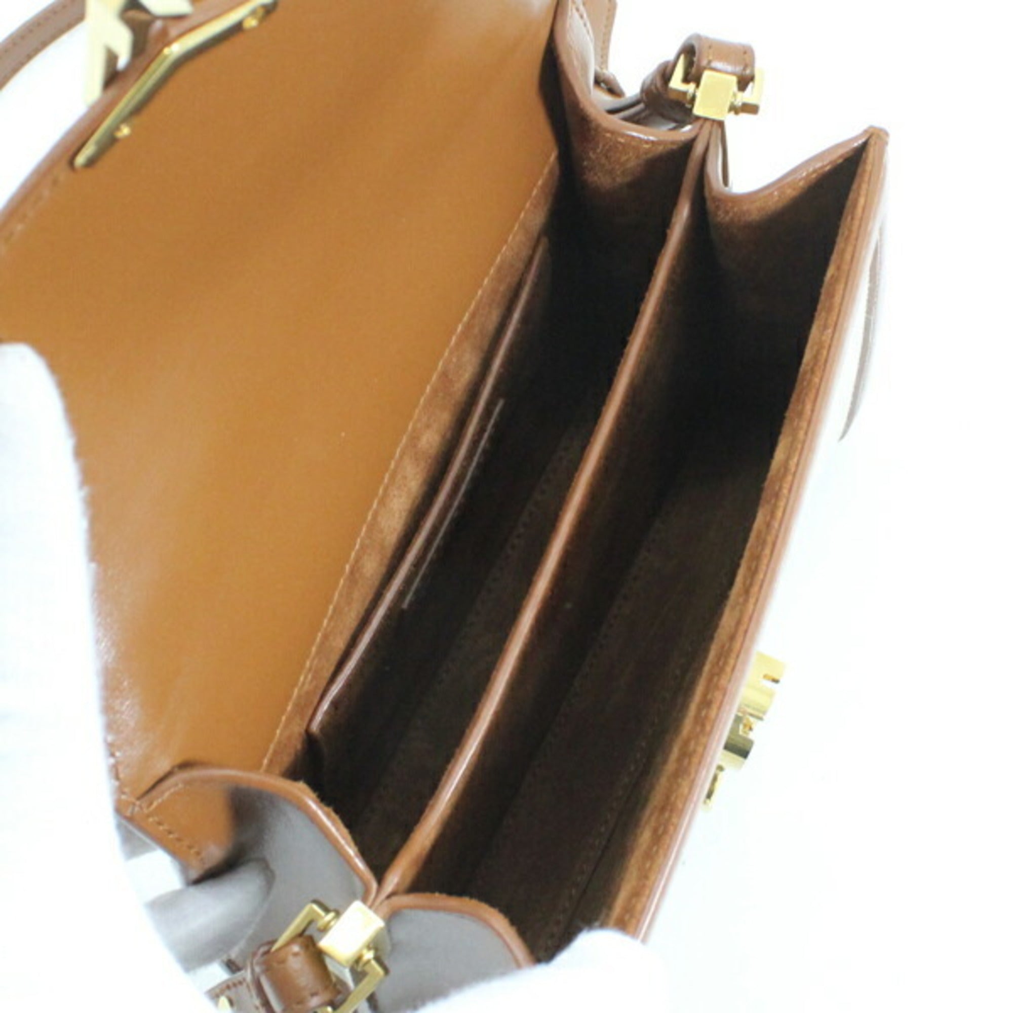 Saint Laurent Brown Canvas Leather Shoulder Bag (Pre-Owned)