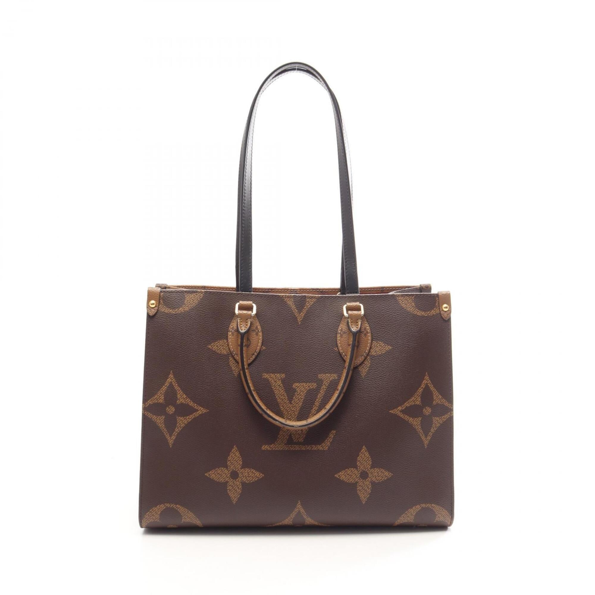 Louis Vuitton Beige Brown Monogram Coated Canvas Leather Handbag Tote Bag (Pre-Owned)