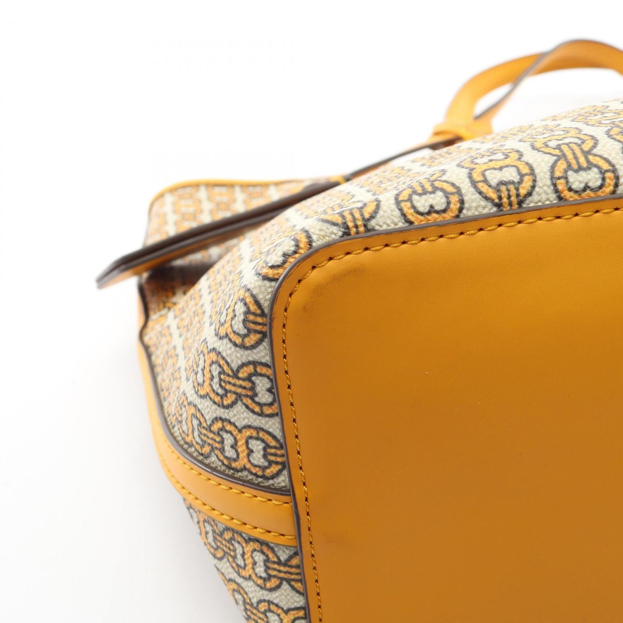Tory Burch Beige Multi-Color Yellow Coated Canvas Leather Handbag Tote Bag (Pre-Owned)