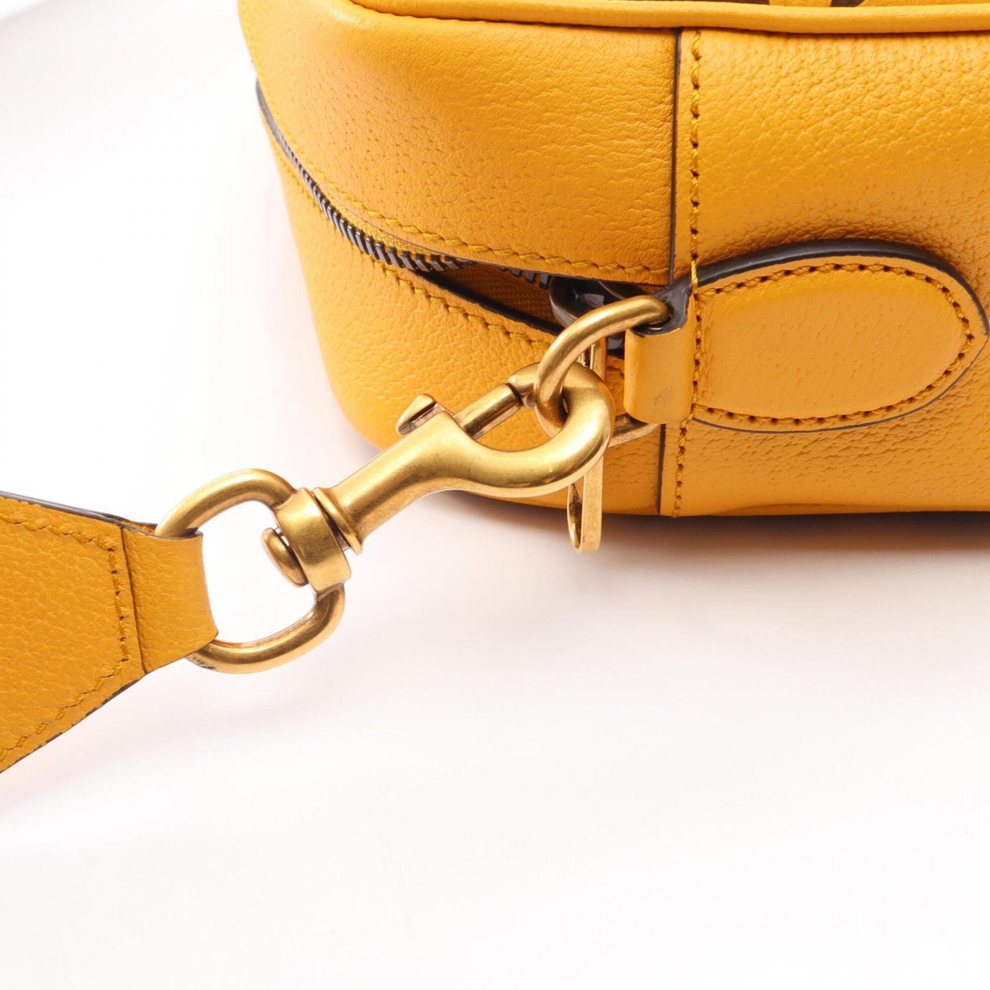 Gucci Brown Yellow Leather Handbag Shoulder Bag (Pre-Owned)