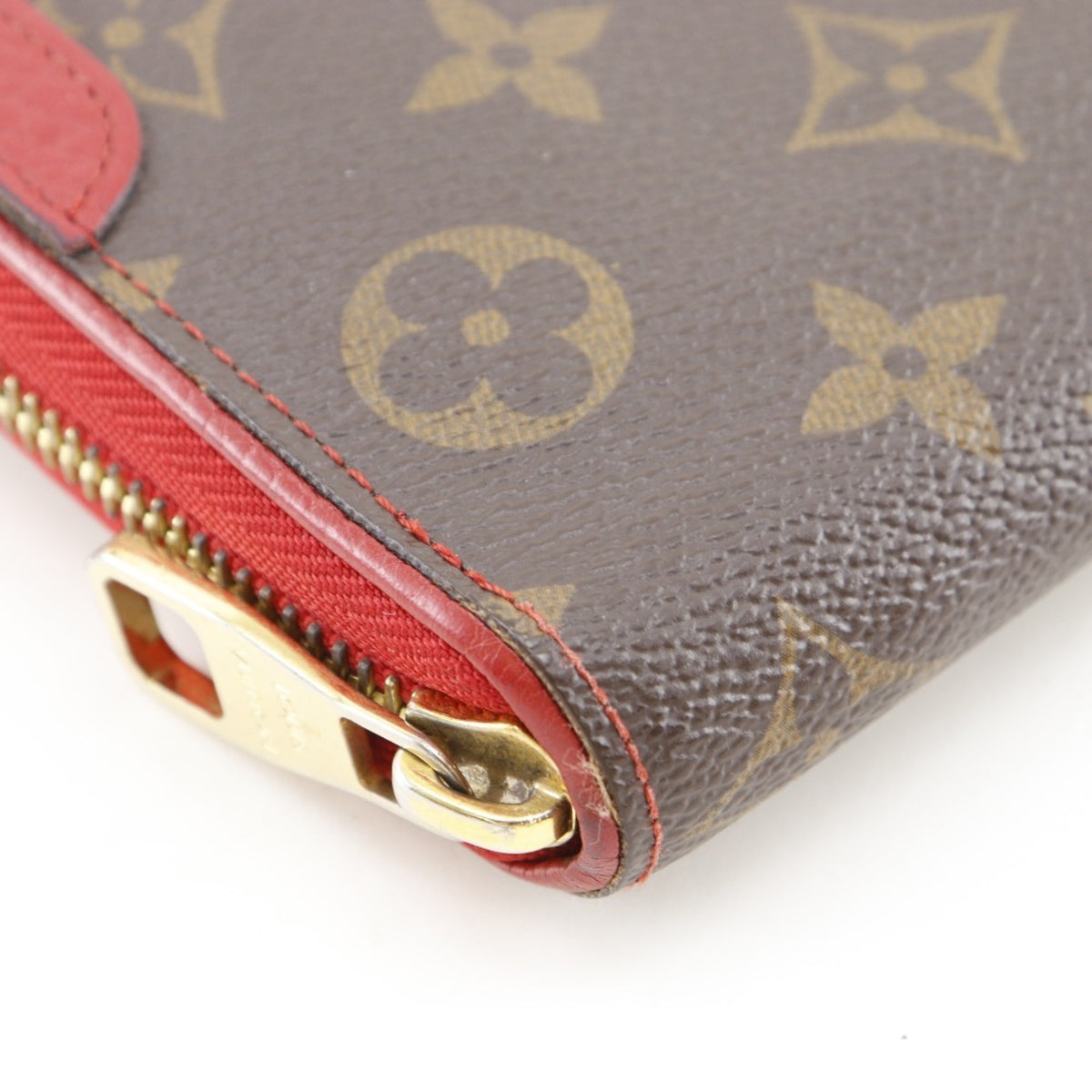 Louis Vuitton Brown Cerise Red Color Monogram Canvas Long Wallet (Bi-Fold) (Pre-Owned)