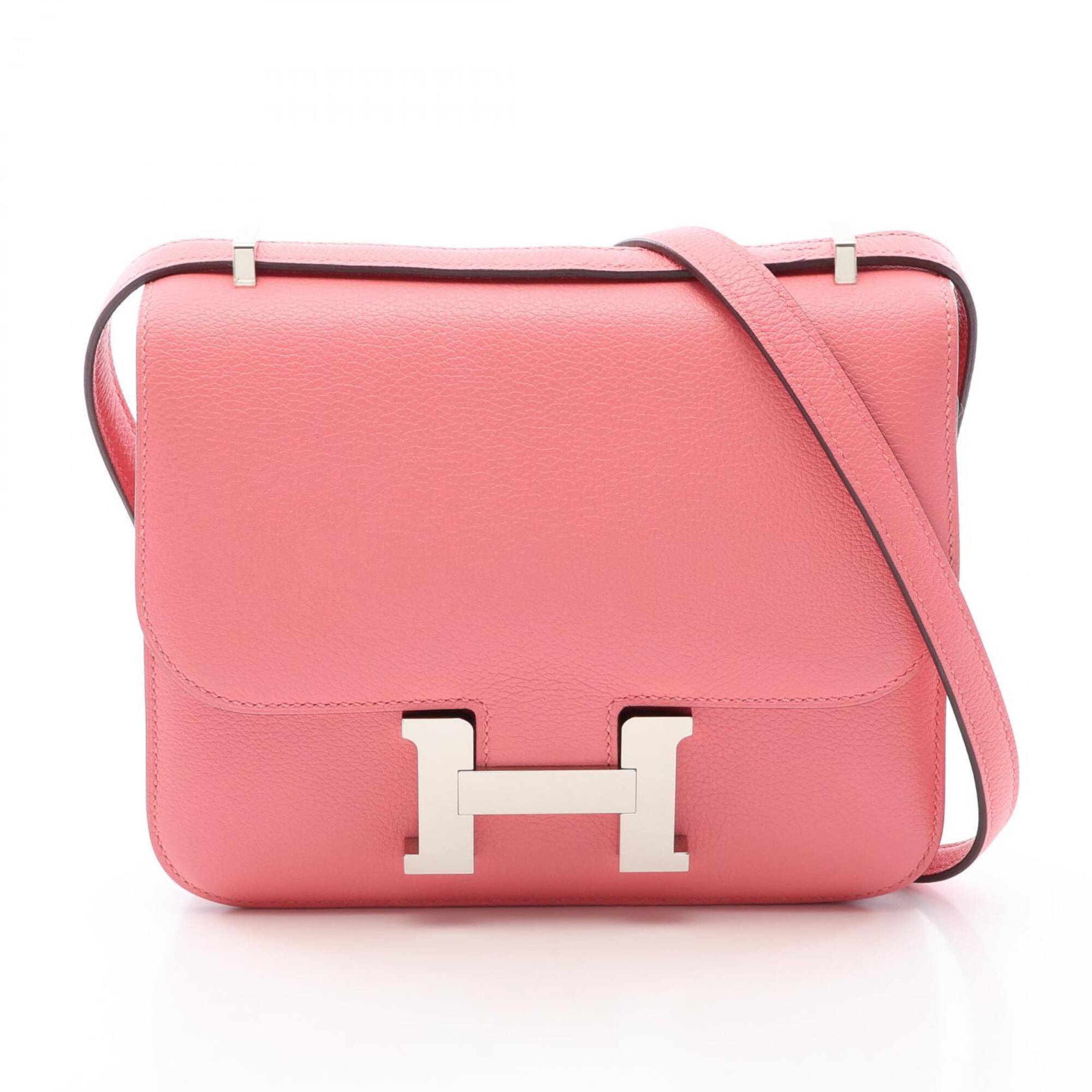 Hermes Constance Pink Leather Handbag Shoulder Bag (Pre-Owned)