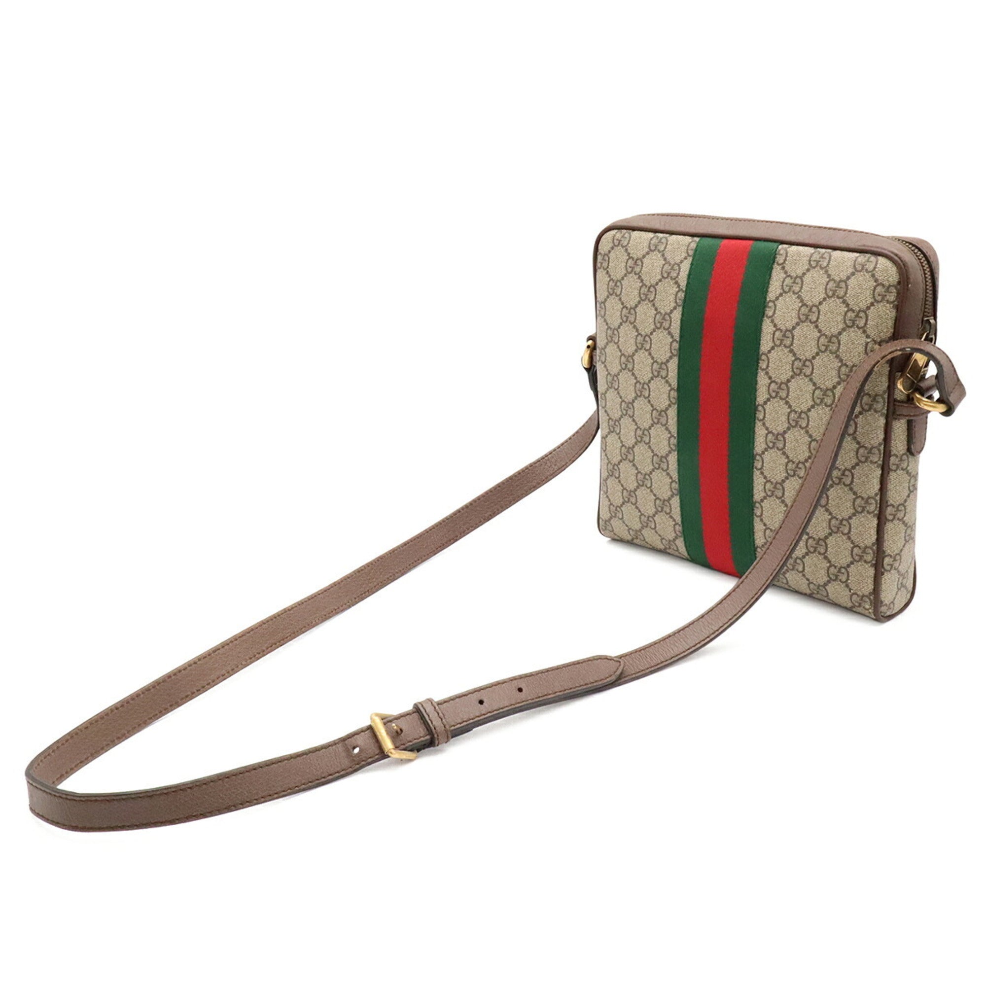 Gucci Beige Brown Green Red Color Yellow Gg Supreme Handbag (Pre-Owned)