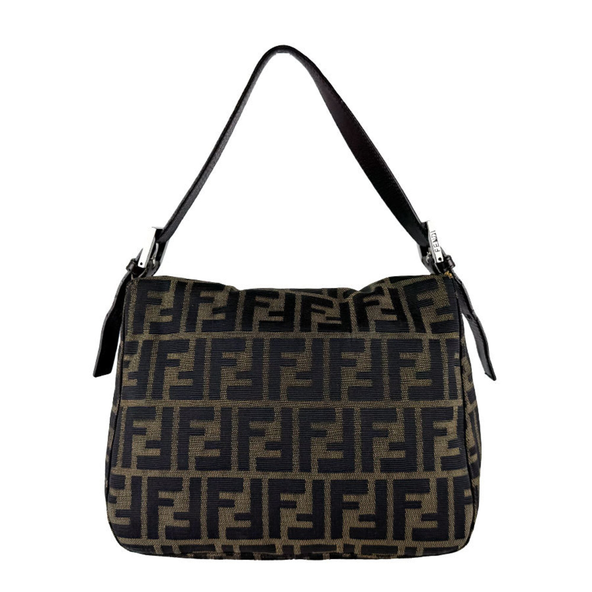 Fendi Brown Nylon Canvas Leather Handbag (Pre-Owned)