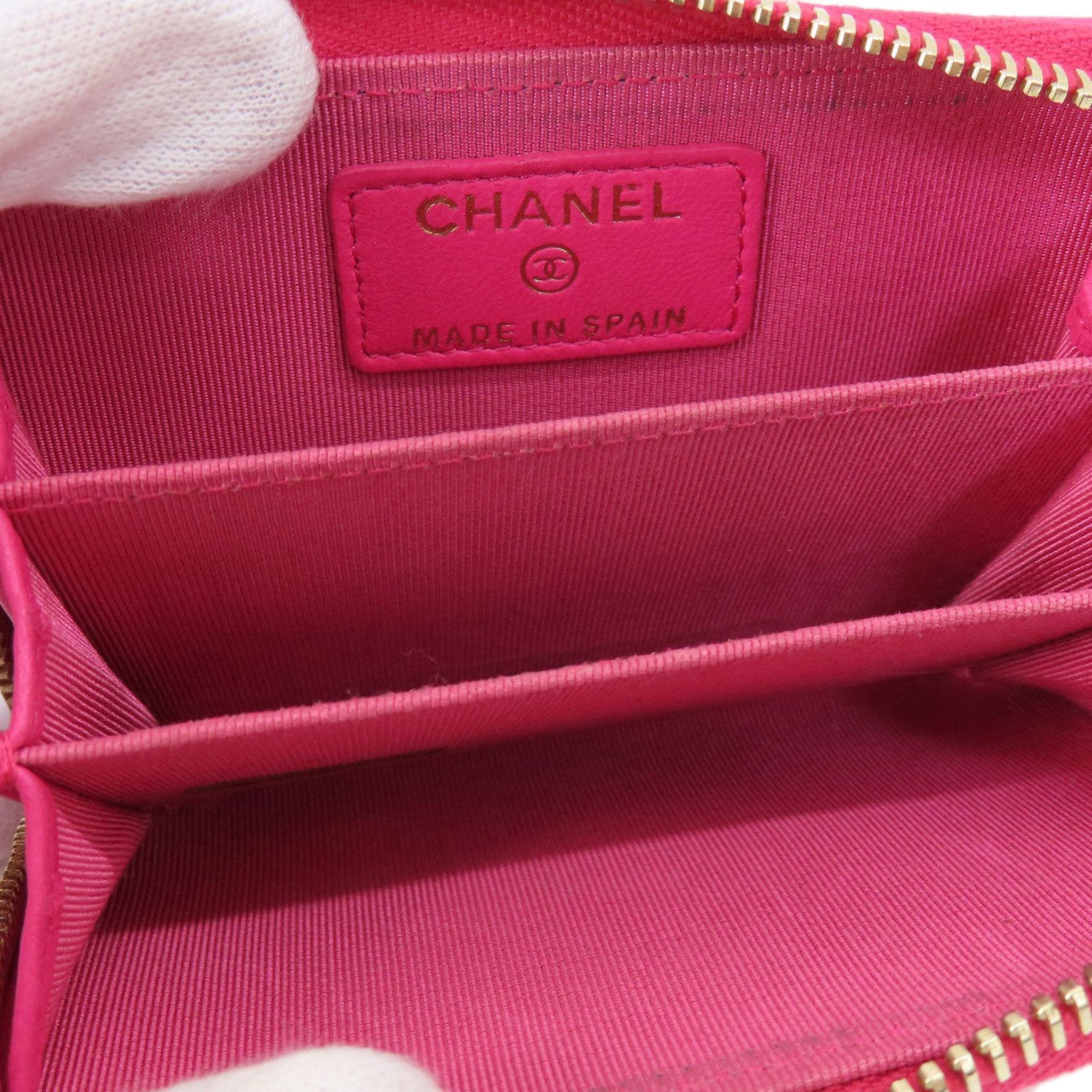 Chanel Matelasse Pink Leather Coin Purse/Coin Case (Pre-Owned)