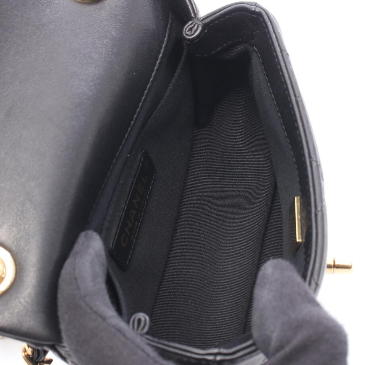 Chanel Black Leather Handbag Shoulder Bag (Pre-Owned)