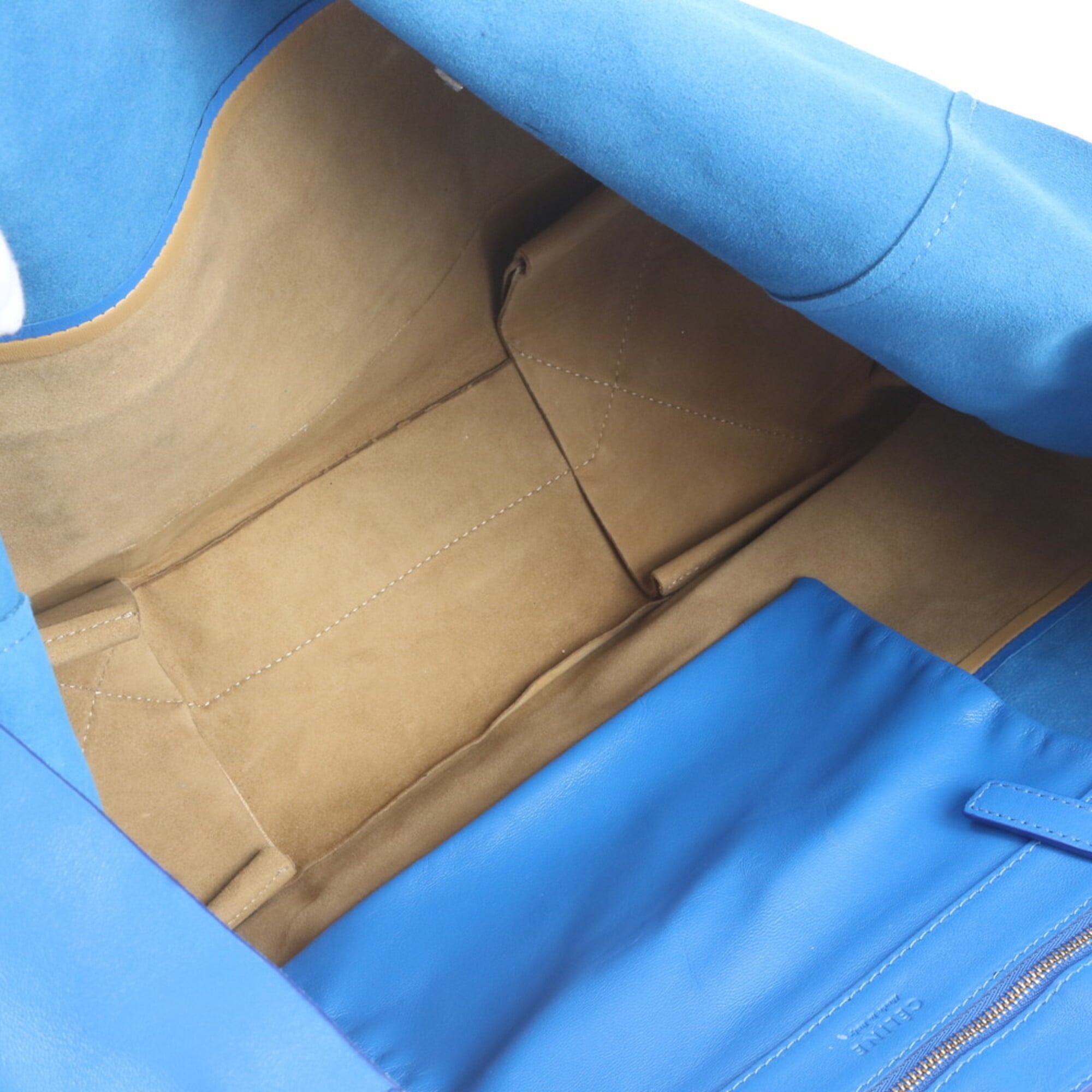 Celine Cabas Blue Brown Leather Handbag Tote Bag (Pre-Owned)