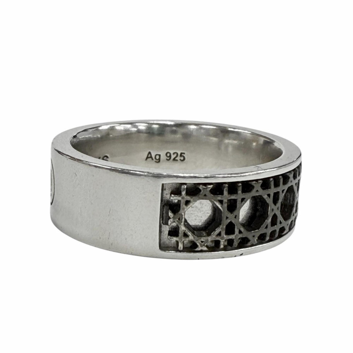 Dior Homme Silver Black Silver 925 Band Ring (Pre-Owned)