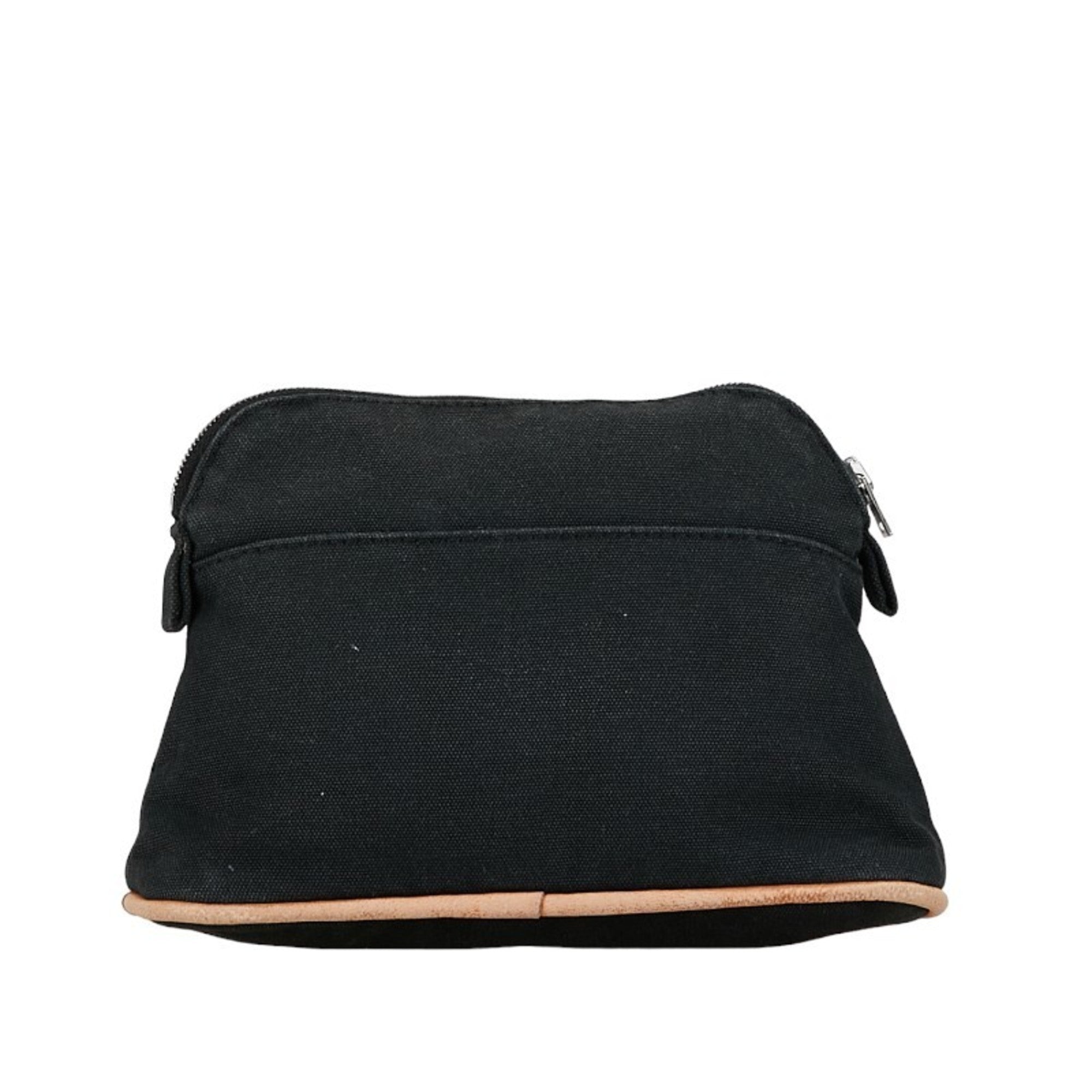 Hermes Black Canvas Leather Pouch (Pre-Owned)