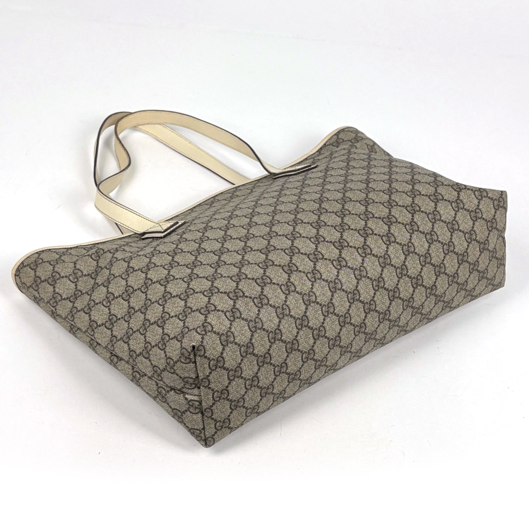 Gucci Beige Ivory Coated Canvas Shoulder Bag Tote Bag (Pre-Owned)
