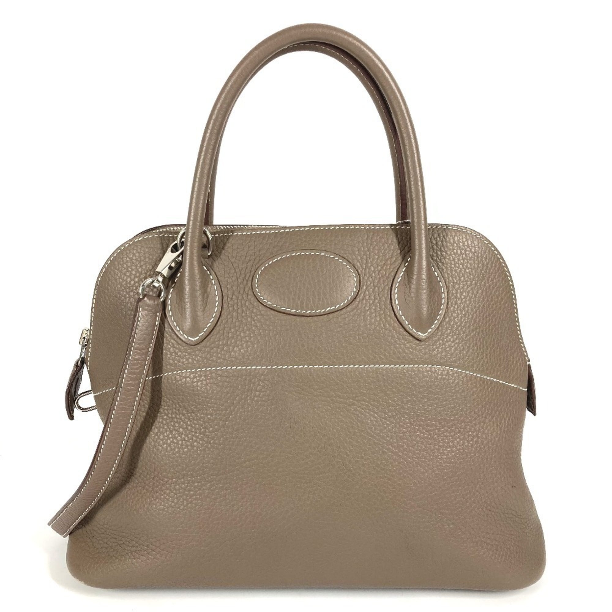Hermes Bolide Etoupe Gray Gray Taurillon Clemence Leather Handbag Shoulder Bag Tote Bag (Pre-Owned)