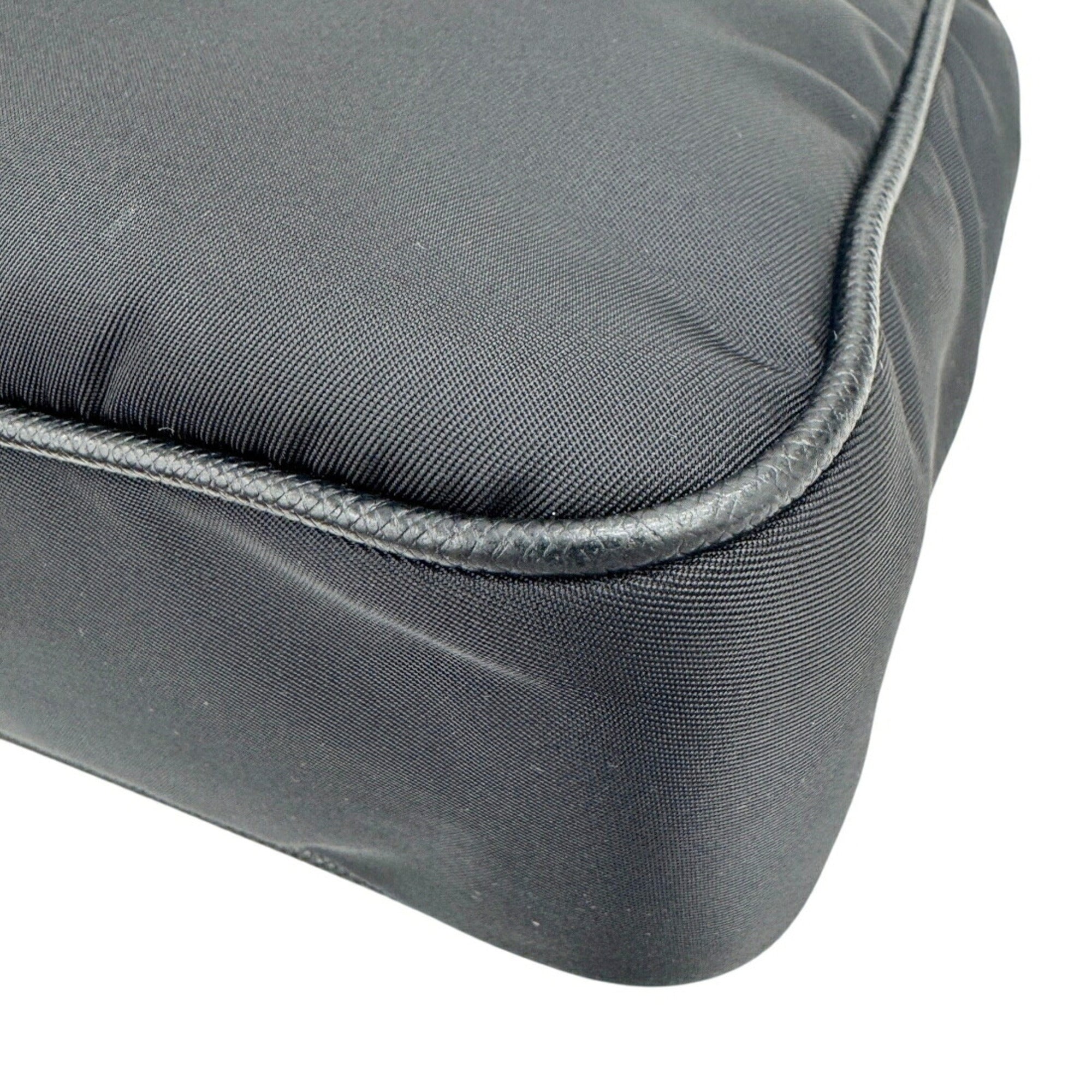 Prada Black Nylon Leather Handbag Pouch Shoulder Bag (Pre-Owned)
