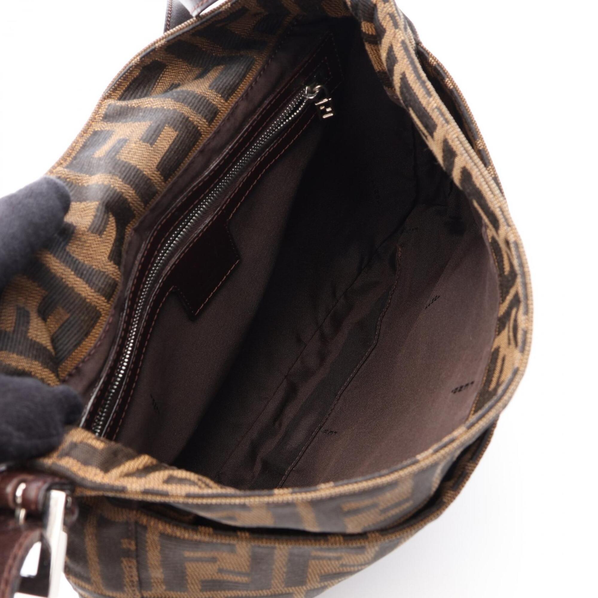 Fendi Brown Canvas Leather Handbag Shoulder Bag (Pre-Owned)