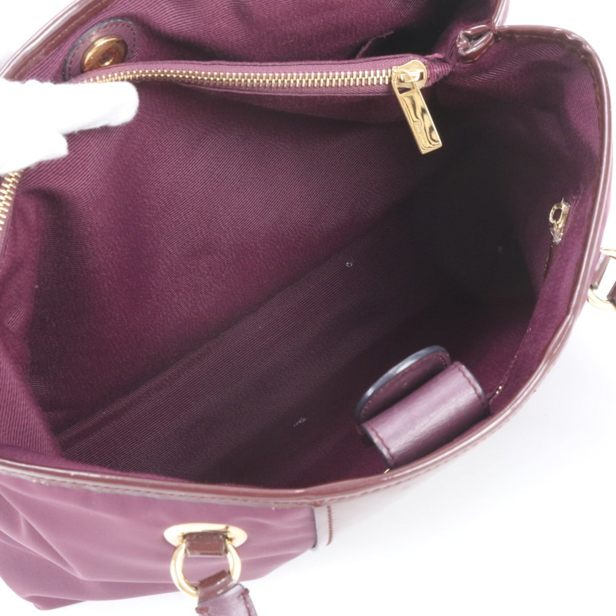 Salvatore Ferragamo Purple Leather Canvas Handbag Shoulder Bag Tote Bag (Pre-Owned)
