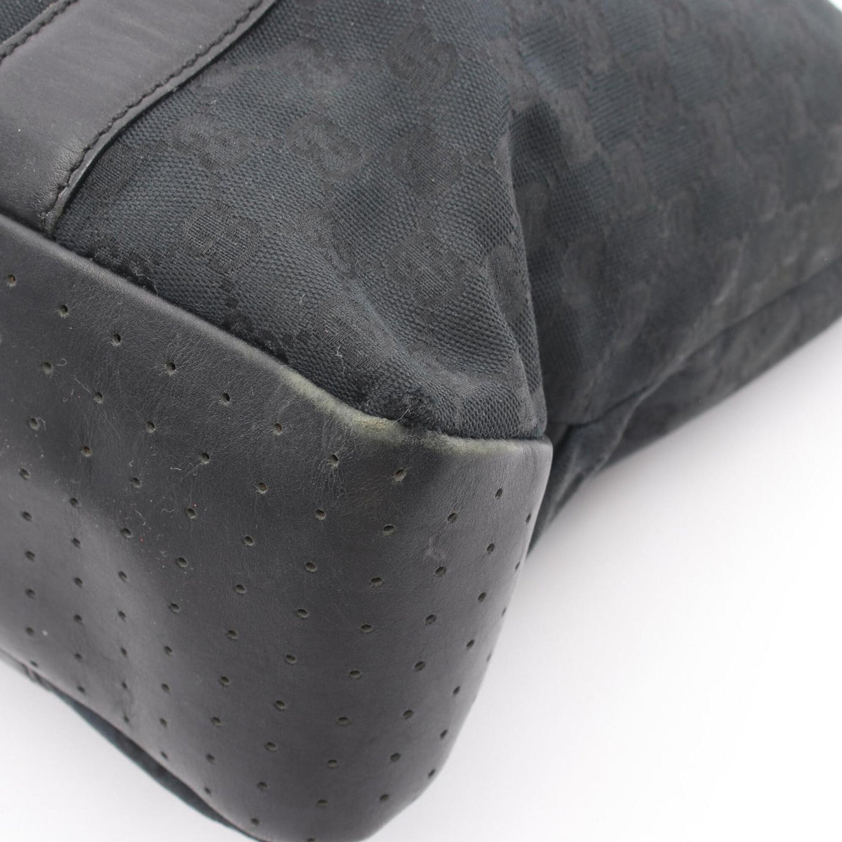Gucci Black Canvas Leather Handbag Tote Bag (Pre-Owned)