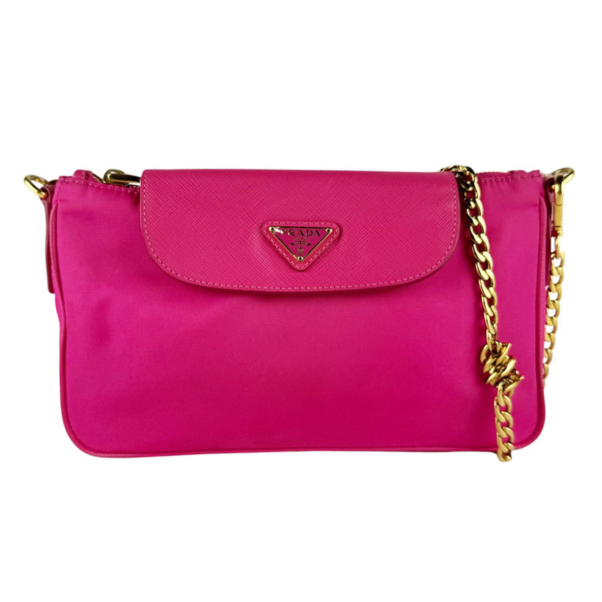 Prada Pink Nylon Leather Shoulder Bag (Pre-Owned)