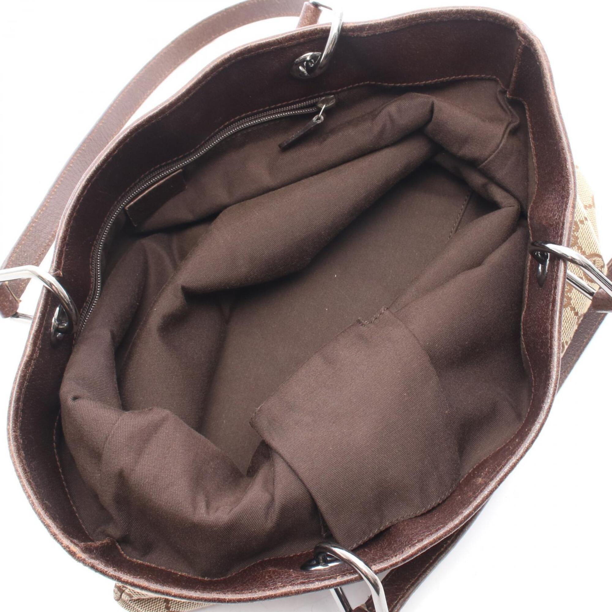 Gucci Beige Brown Gg Canvas Handbag Tote Bag (Pre-Owned)