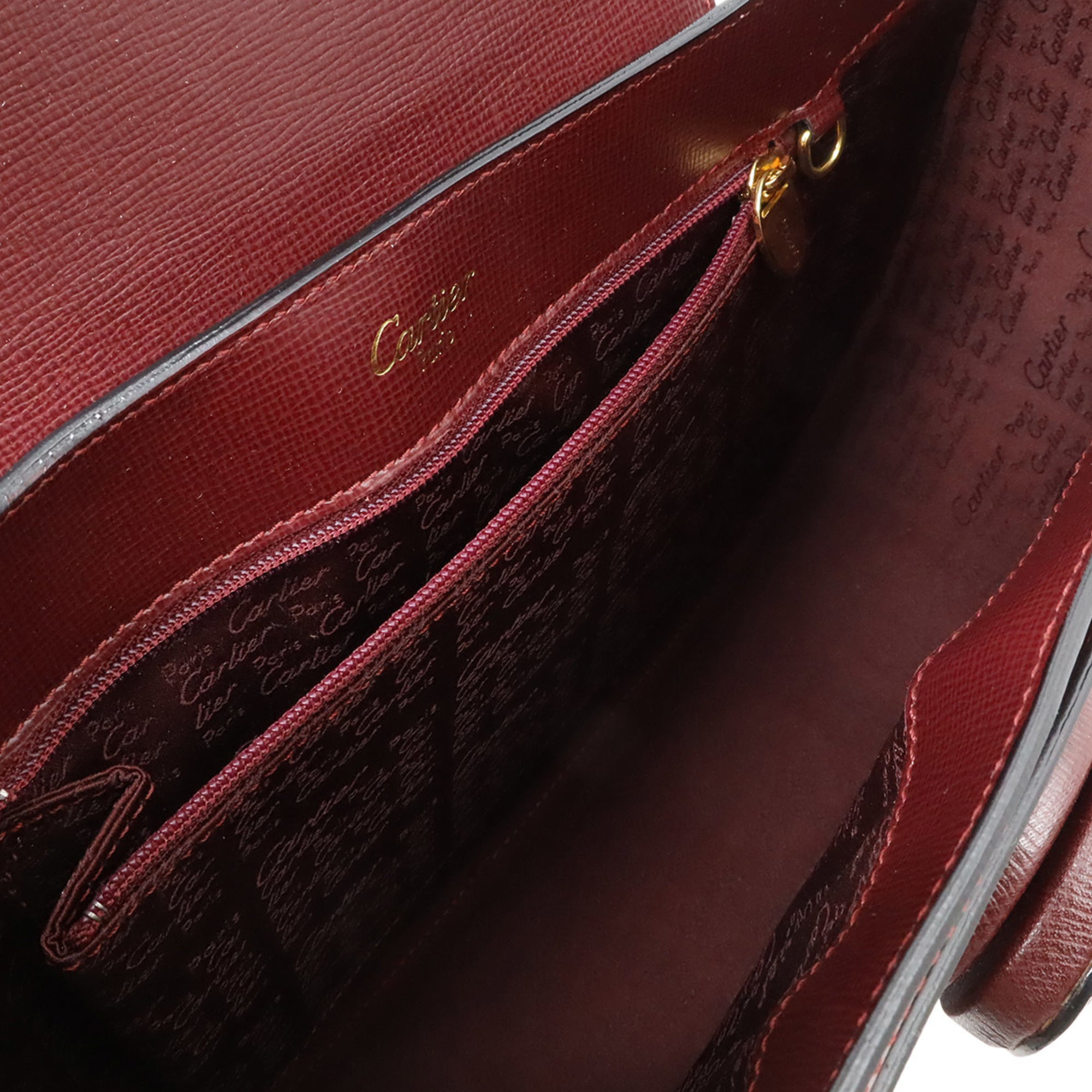 Cartier Bordeaux Leather Shoulder Bag (Pre-Owned)