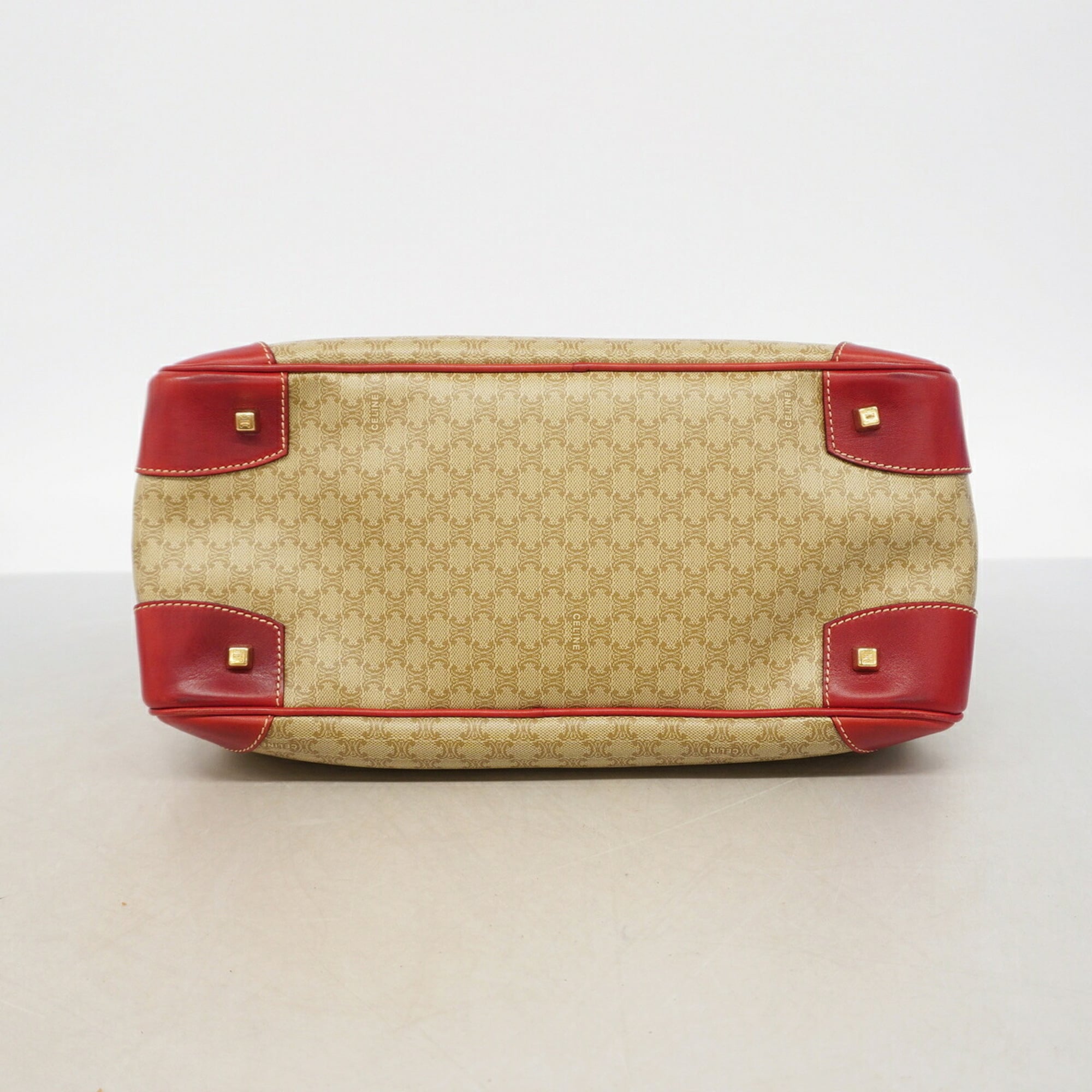 Celine Beige Red Color Pvc Handbag (Pre-Owned)