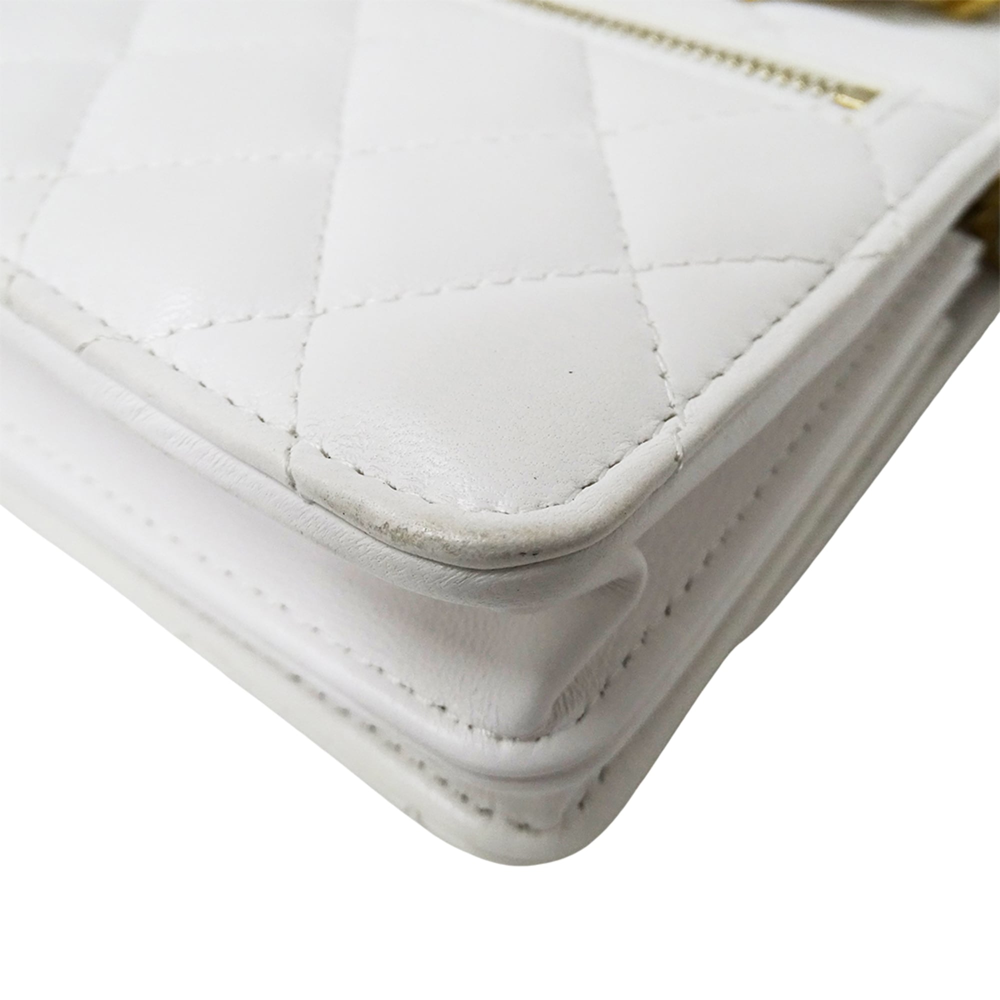 Chanel White Yellow Leather Handbag Shoulder Bag (Pre-Owned)