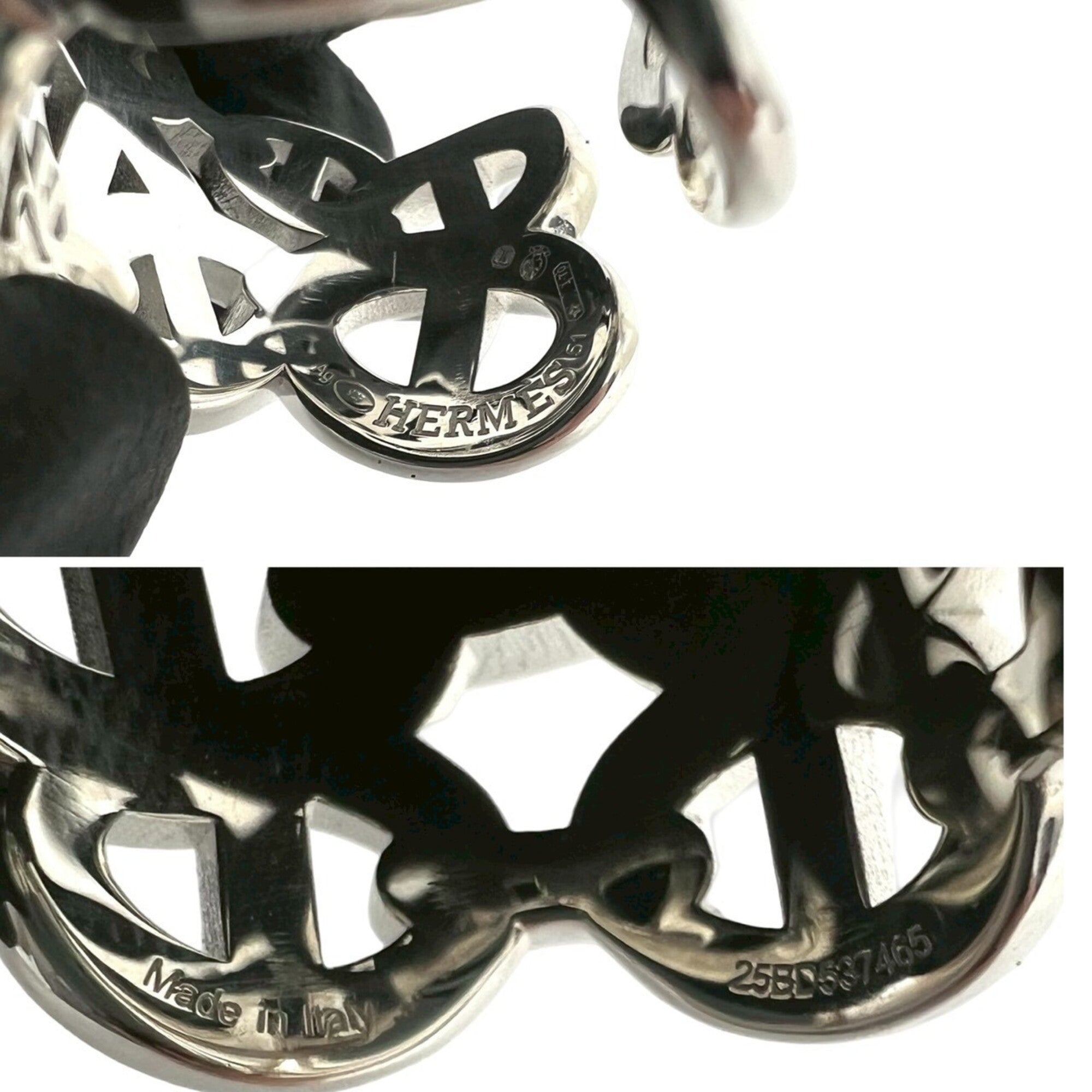 Hermes Silver Silver 925 Band Ring (Pre-Owned)