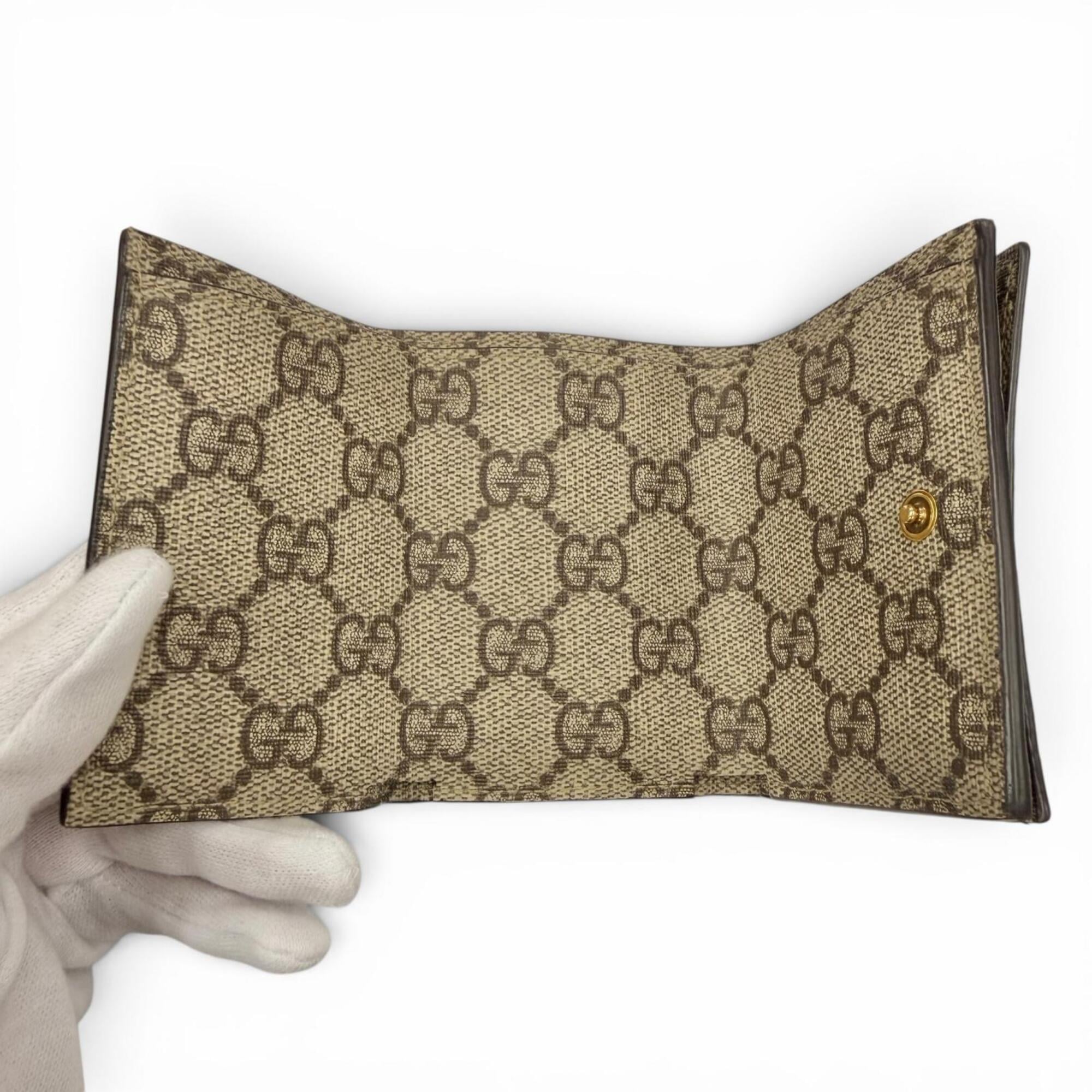 Gucci Beige Brown Gg Supreme Wallet (Tri-Fold) (Pre-Owned)