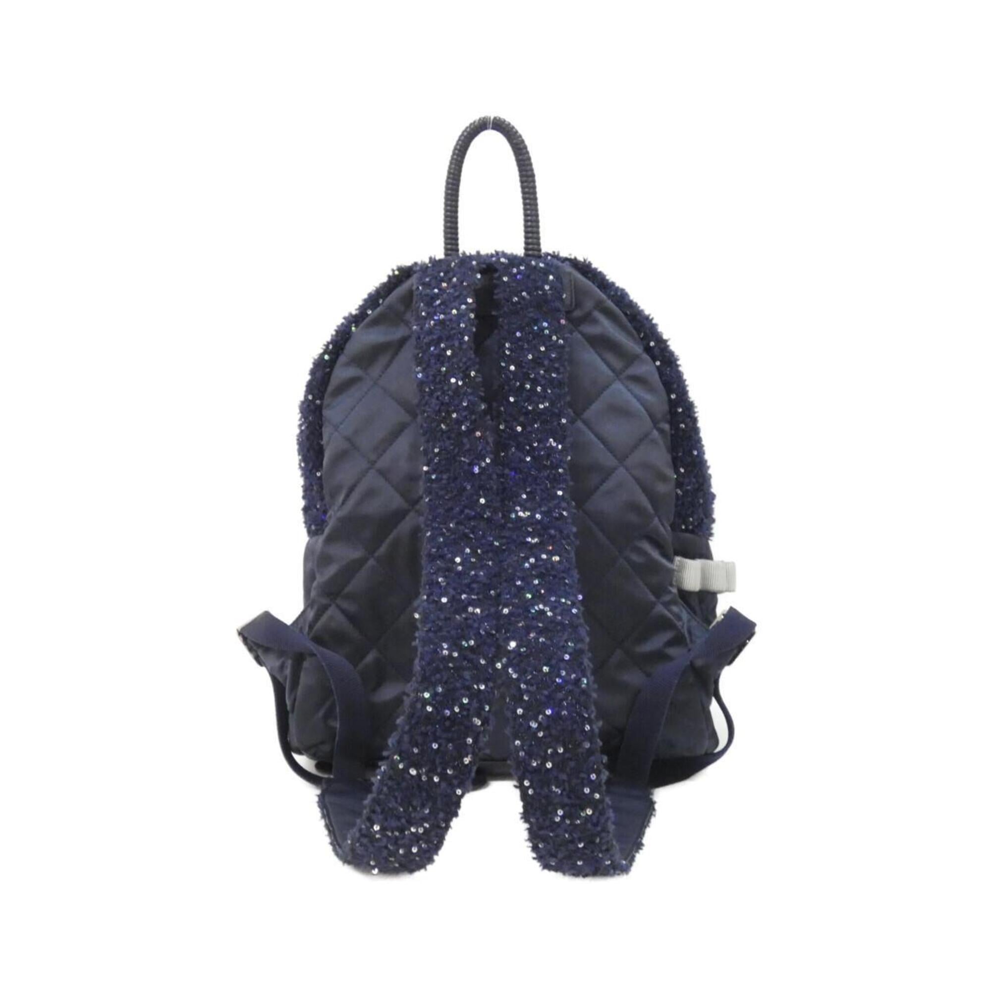 Chanel Navy Tweed Spandex Nylon Leather Backpack (Pre-Owned)