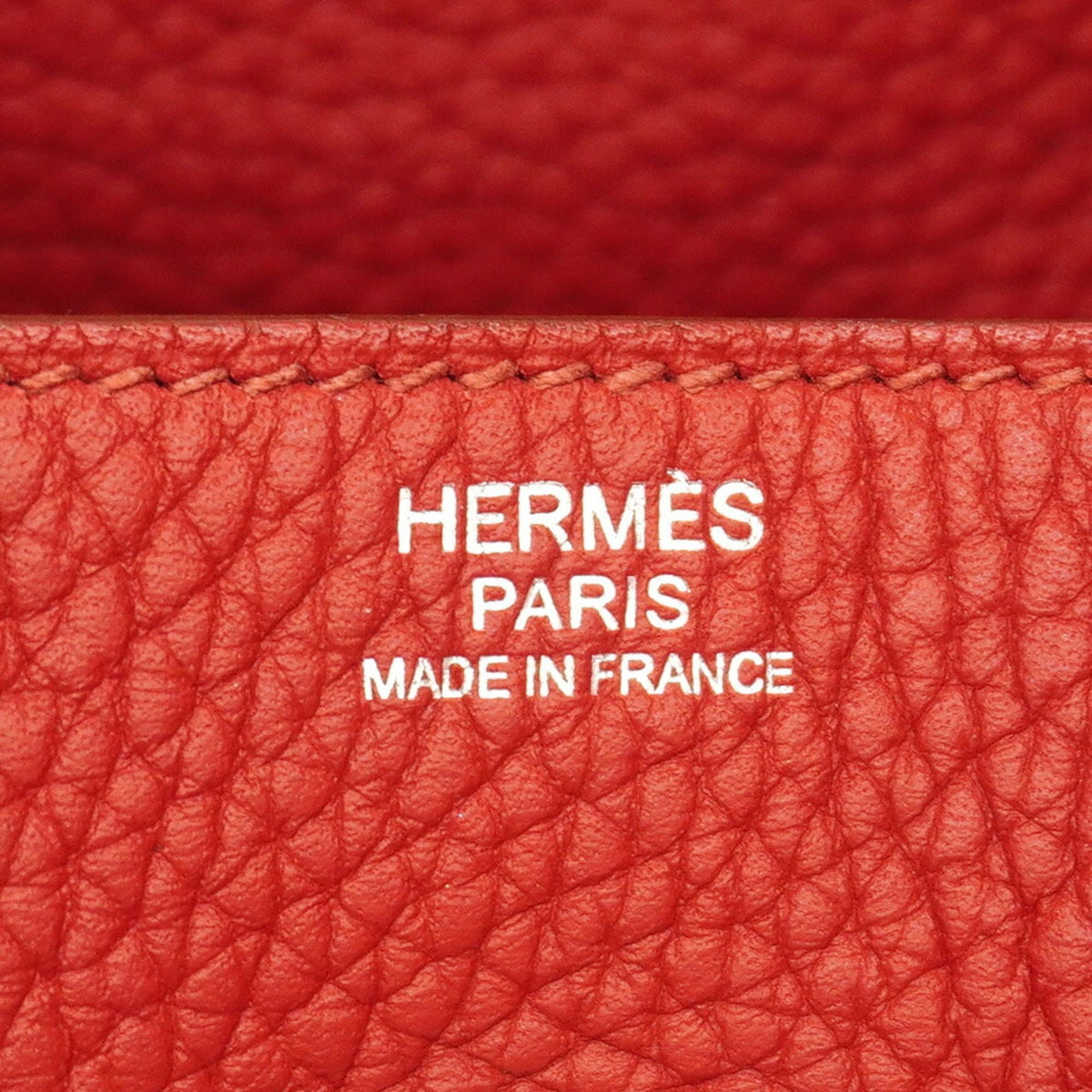 Hermes Rouge Casaque Taurillon Clemence Leather Handbag (Pre-Owned)