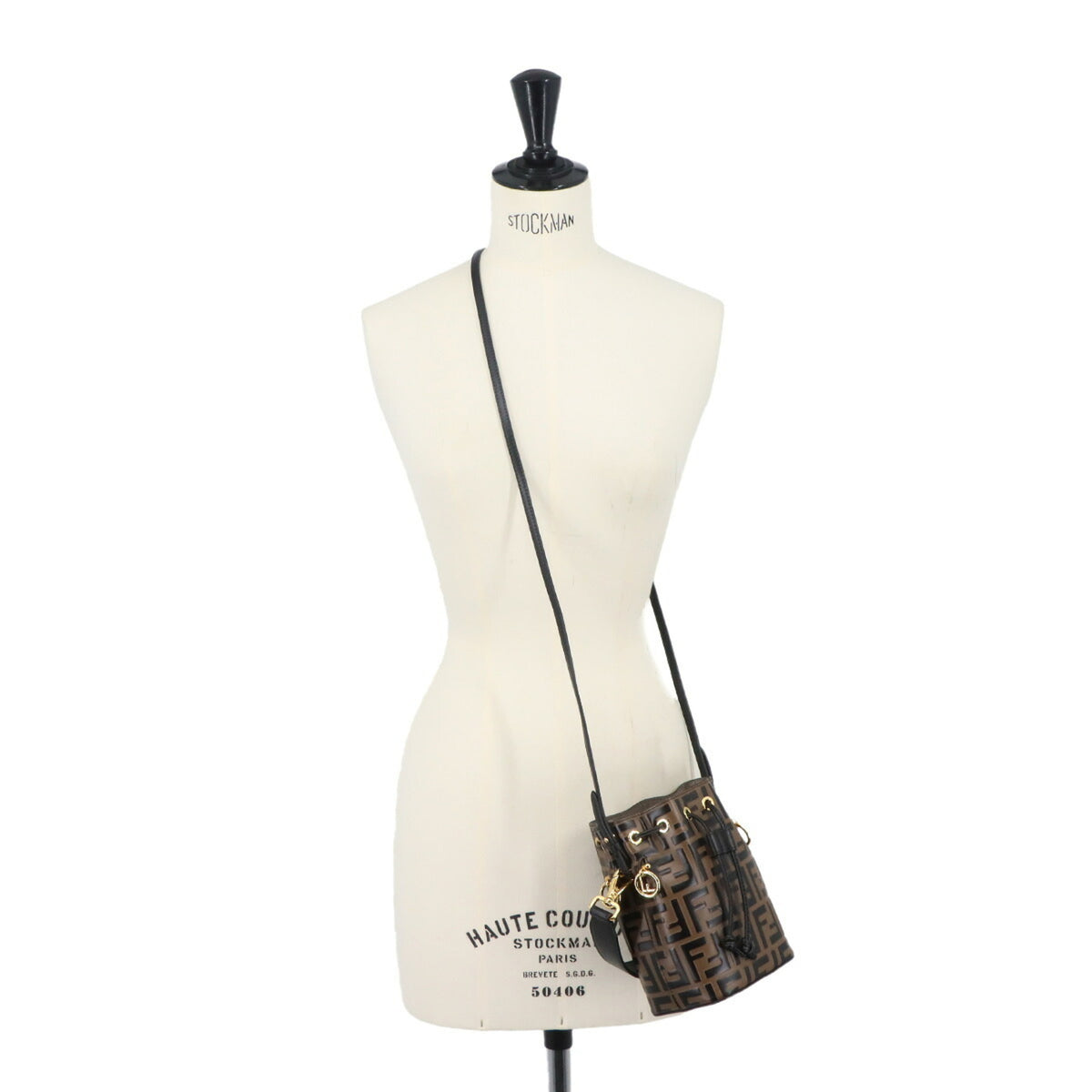 Fendi Zucca Black Brown Leather Handbag (Pre-Owned)