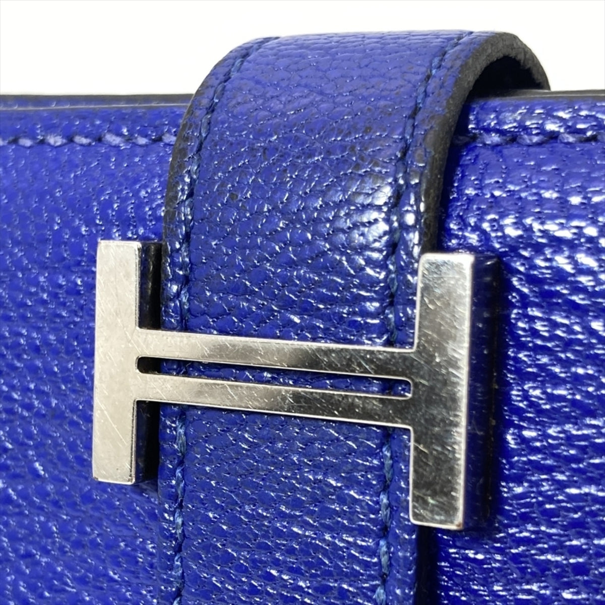 Hermes Blue Chevre Leather Long Wallet (Bi-Fold) (Pre-Owned)
