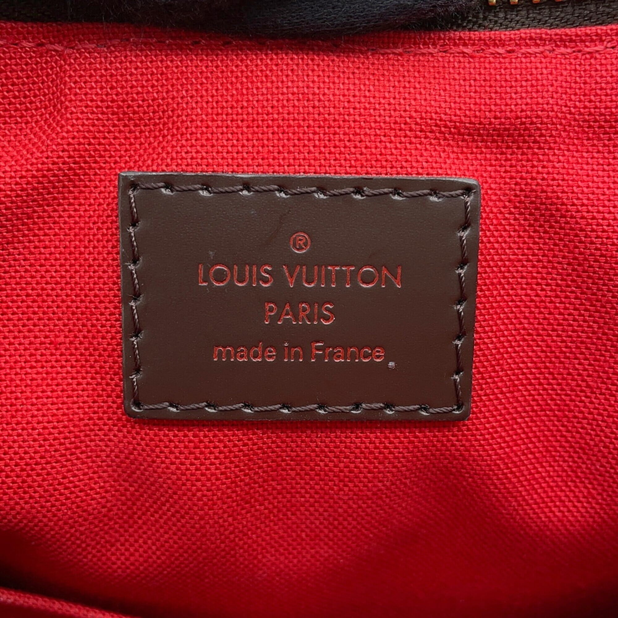 Louis Vuitton Damier Canvas Ebene Red Brown Leather Handbag Shoulder Bag (Pre-Owned)